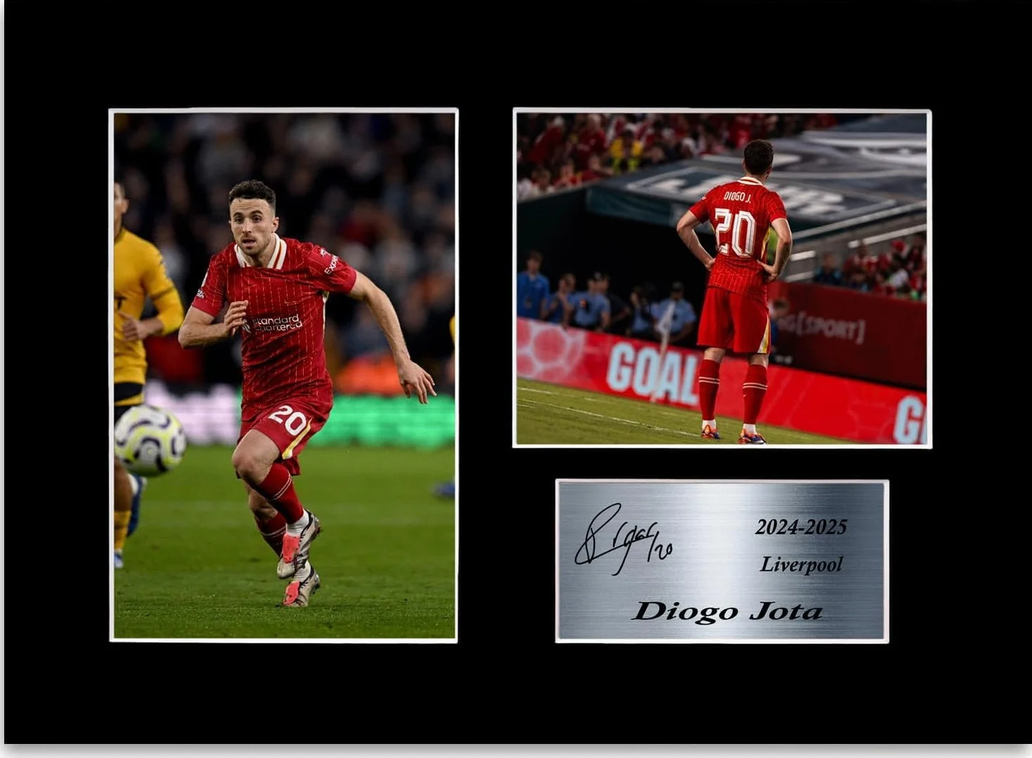 Diogo Jota piłkarz A4 drukowany podpisany plakat zdjęcie uchwyt prezentowy prezent dla fanów i kibiców Liverpoolu 2024-2025