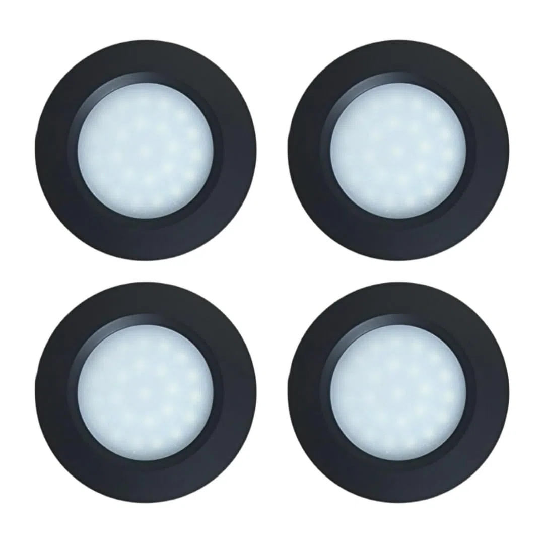 MARVIX 4 x oświetlenie punktowe LED 12 V, sterowanie dotykowe, włącznik/wyłącznik, ściemnianie, przyczepa kempingowa, łódź, czarne światła typu downlight, zimna biel, 6000 K