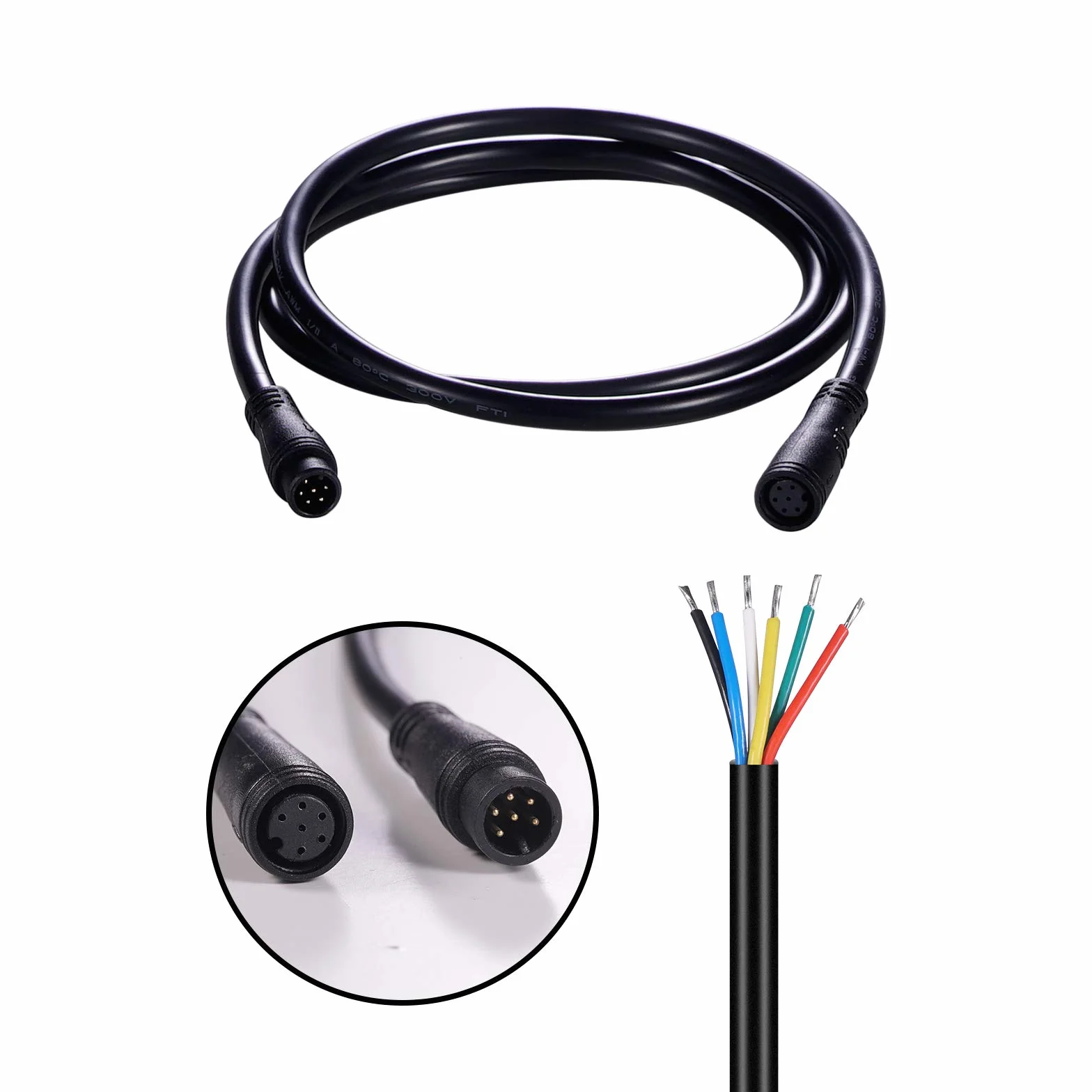 Kabel przedłużający 2-pinowy/3-pinowy/4-pinowy/5-pinowy/6-pinowy/8-pinowy/9-pinowy, wodoszczelny łącznik 80 cm do elektrycznego oświetlenia rowerowego / gazu / hamulca / części roweru