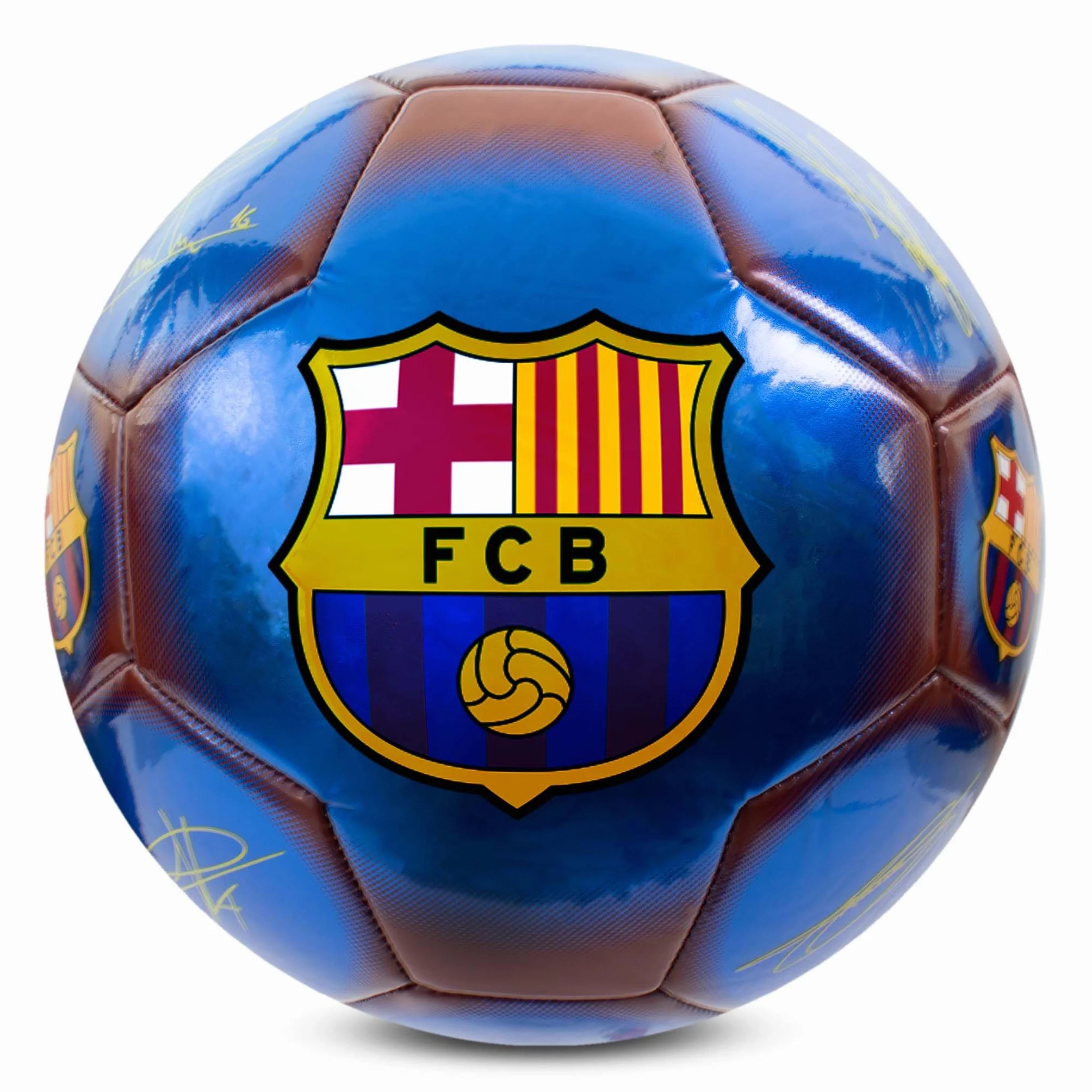 Hy-Pro Oficjalnie licencjonowana piłka nożna FC Barcelona Classic Signature, metaliczna, rozmiar 5, Barca, trening, mecz, towar, kolekcja dla dzieci i dorosłych, niebieski/czerwony