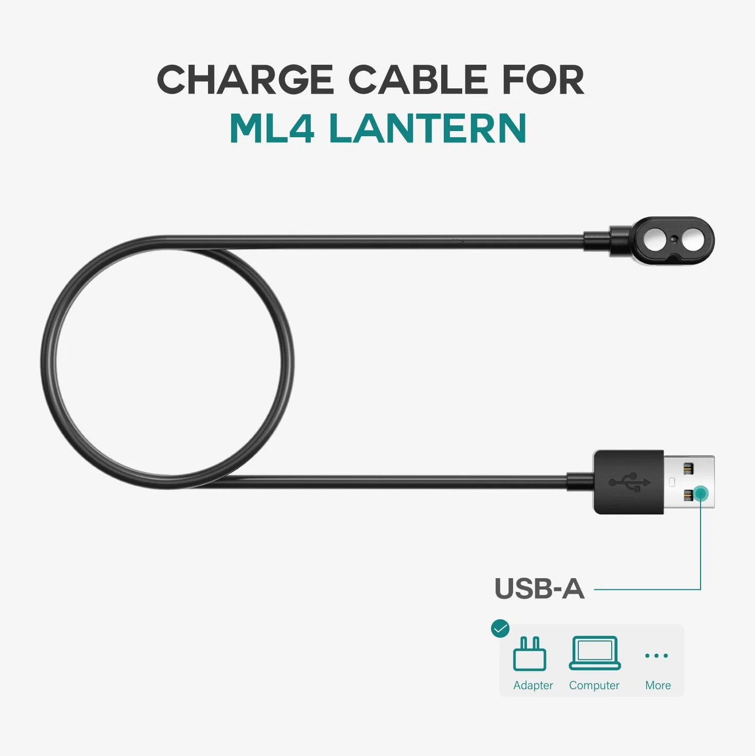 TUSITA Magnetyczny Kabel Ładowarka Kompatybilny z LEDLENSER MH7 MH8 MH11 iH11R ML4 Lights - 1.2M / 4ft.