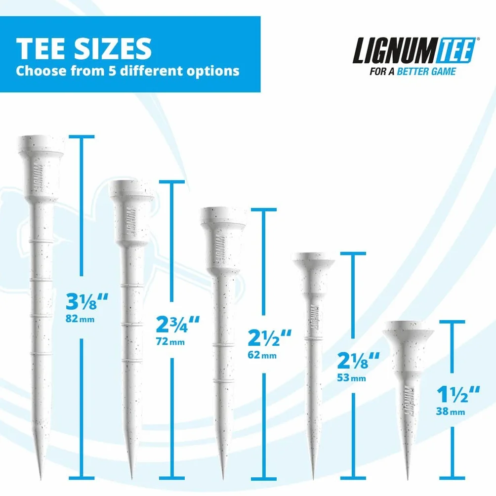 LIGNUM Tee - Classic Golf Tees - Sports Golf Tees - głowica zapobiegająca wirowaniu, bio-drewno, 50 x trwała