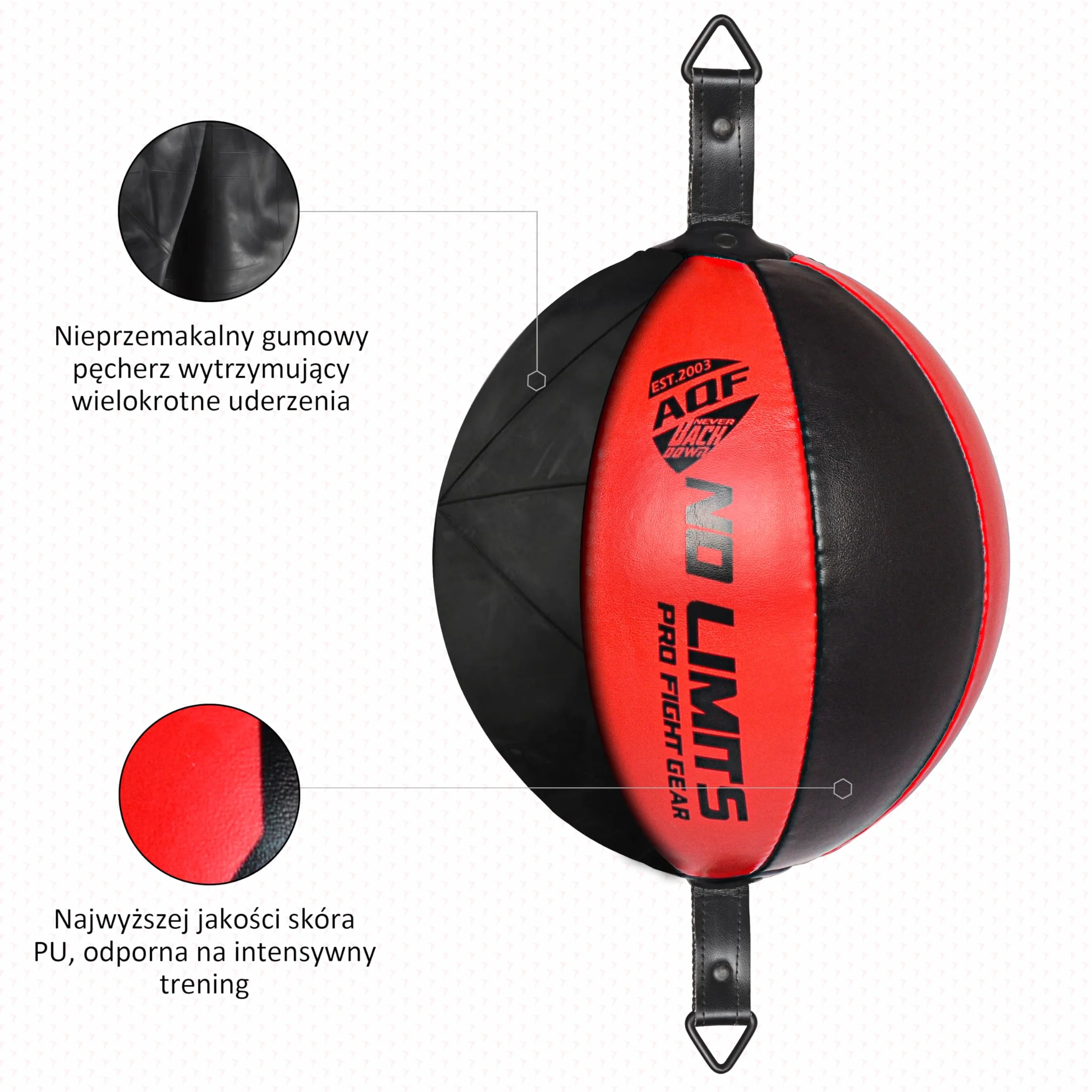 AQF Skórzany Podwójny Koniec Dodge Speed Ball MMA Boks Sufitowy Trening Punching Bag