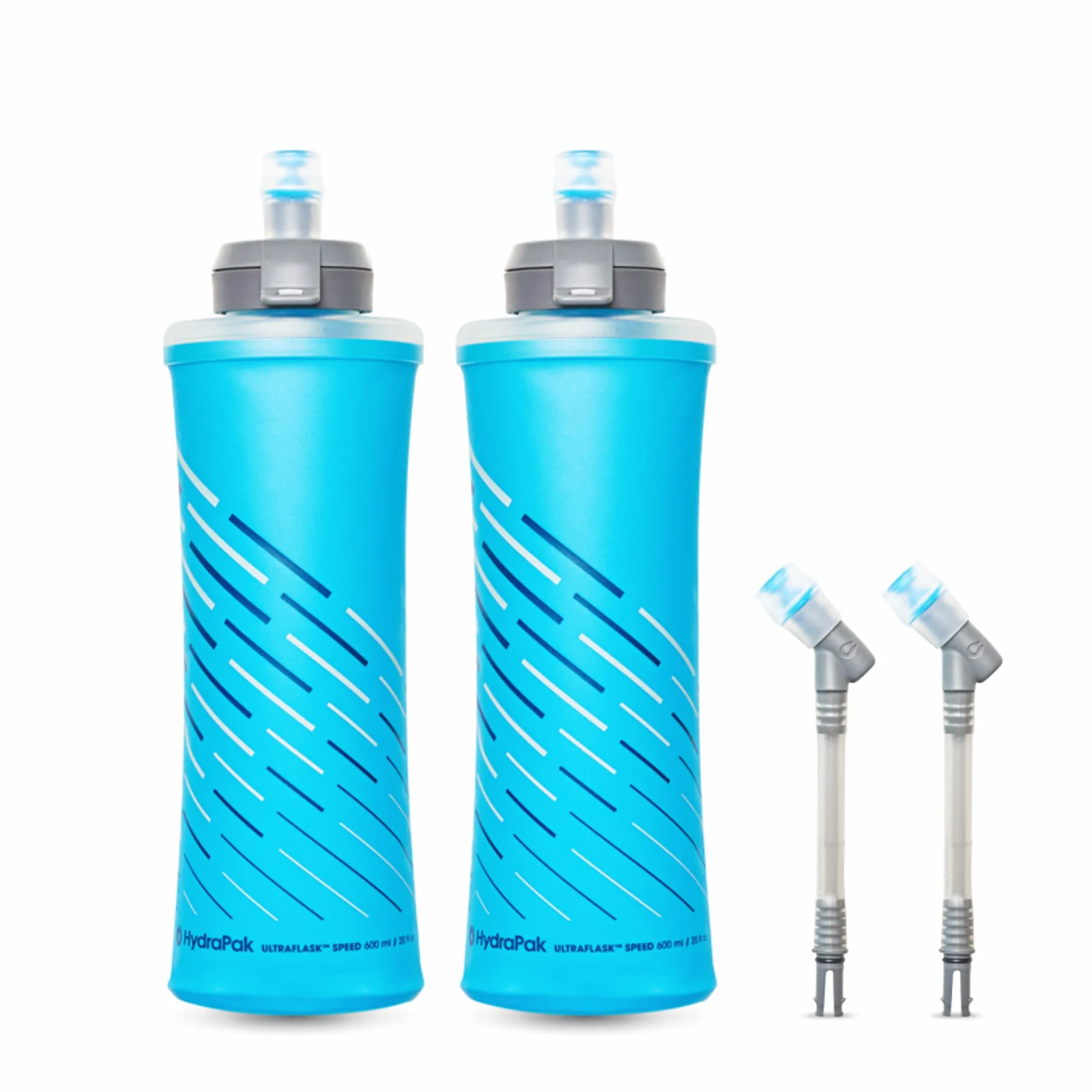 HydraPak UltraFlask Speed 600 ml, składana, miękka butelka na wodę do kamizelek nawadniających i opakowań do biegania z łatwym otwieraniem zakrętką, 600 ml, niebieska Malibu