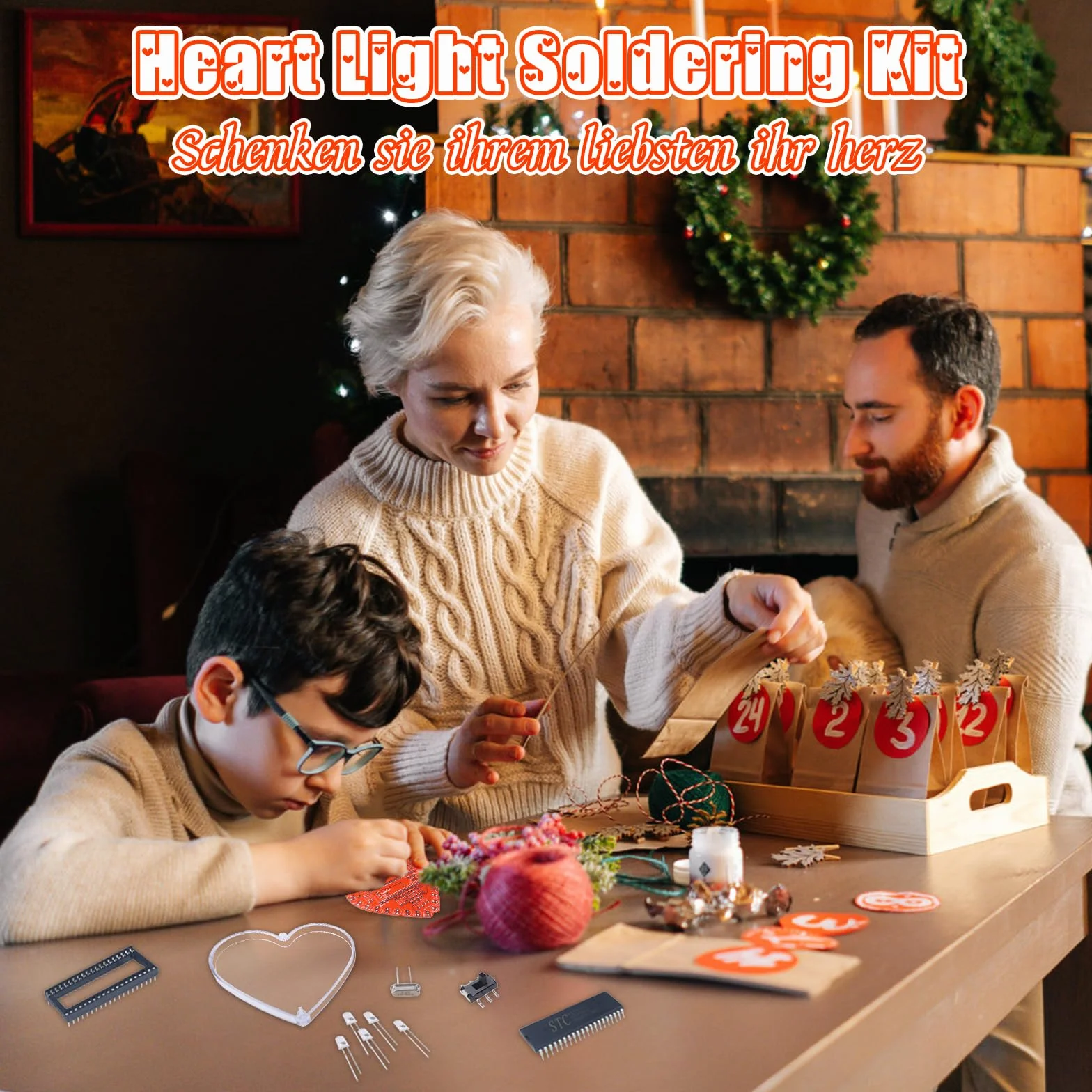 PEMENOL Zestaw lutowniczy RGB LED w kształcie serca SMT/SMD DIY do nauki lutowania