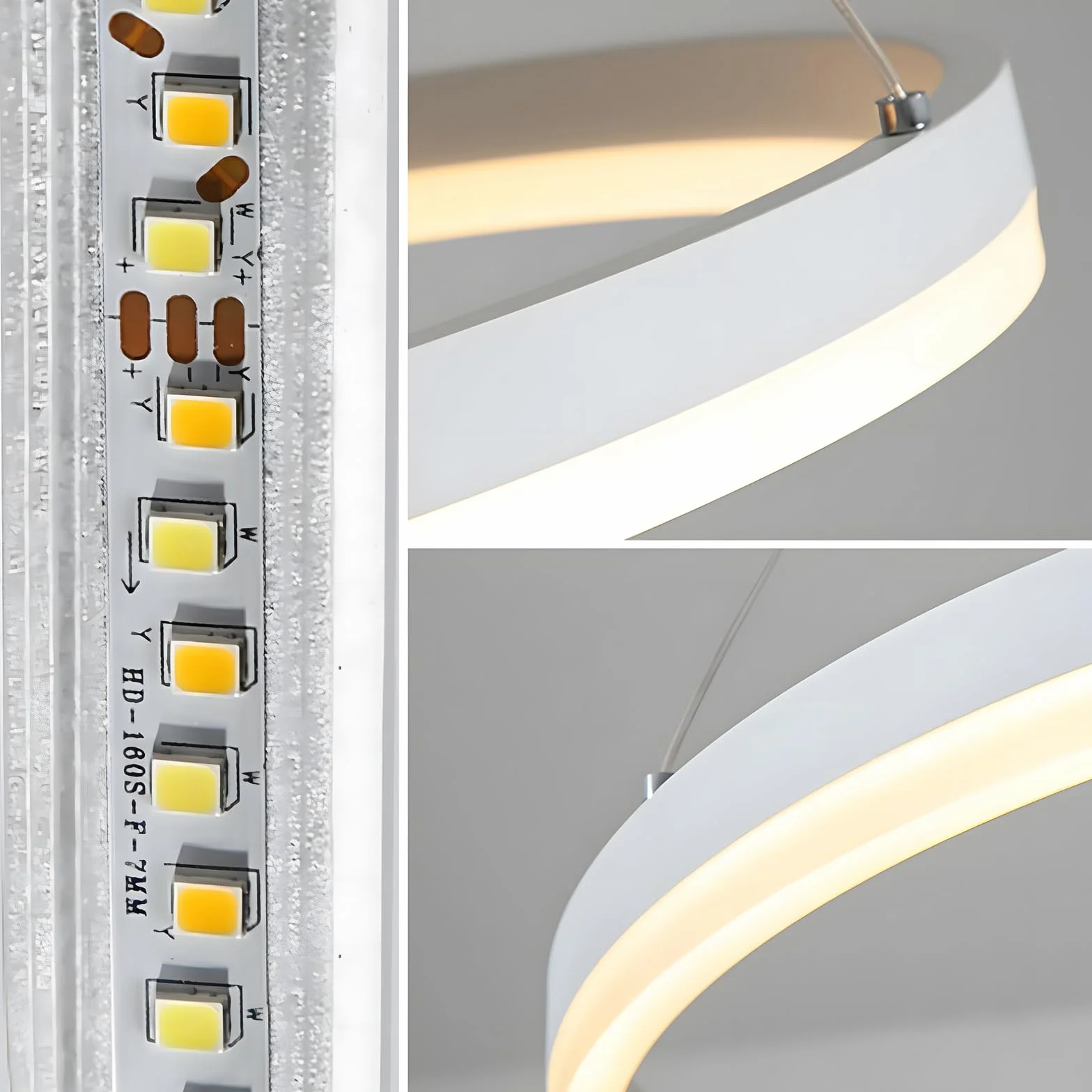 Nowoczesny Żyrandol LED 45W 3 Biały Pierścienie 20+40+60cm Metalowy Akrylowy Ściemniany Pilotem 2,4G Lampa Wisząca Sufitowa
