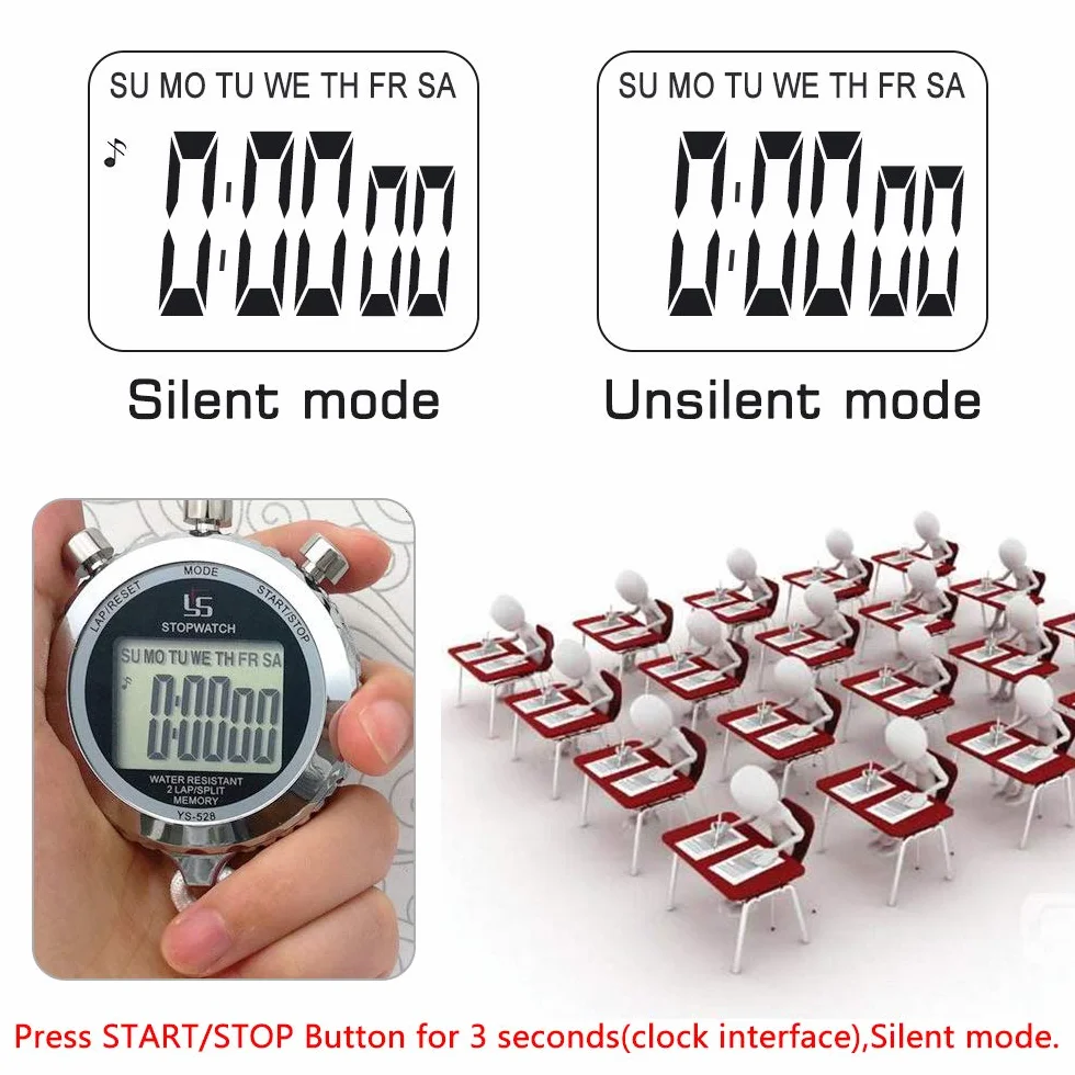 LAOPAO Stoper 1/100 sekund wodoszczelny elektroniczny chronograf timer z lampką
