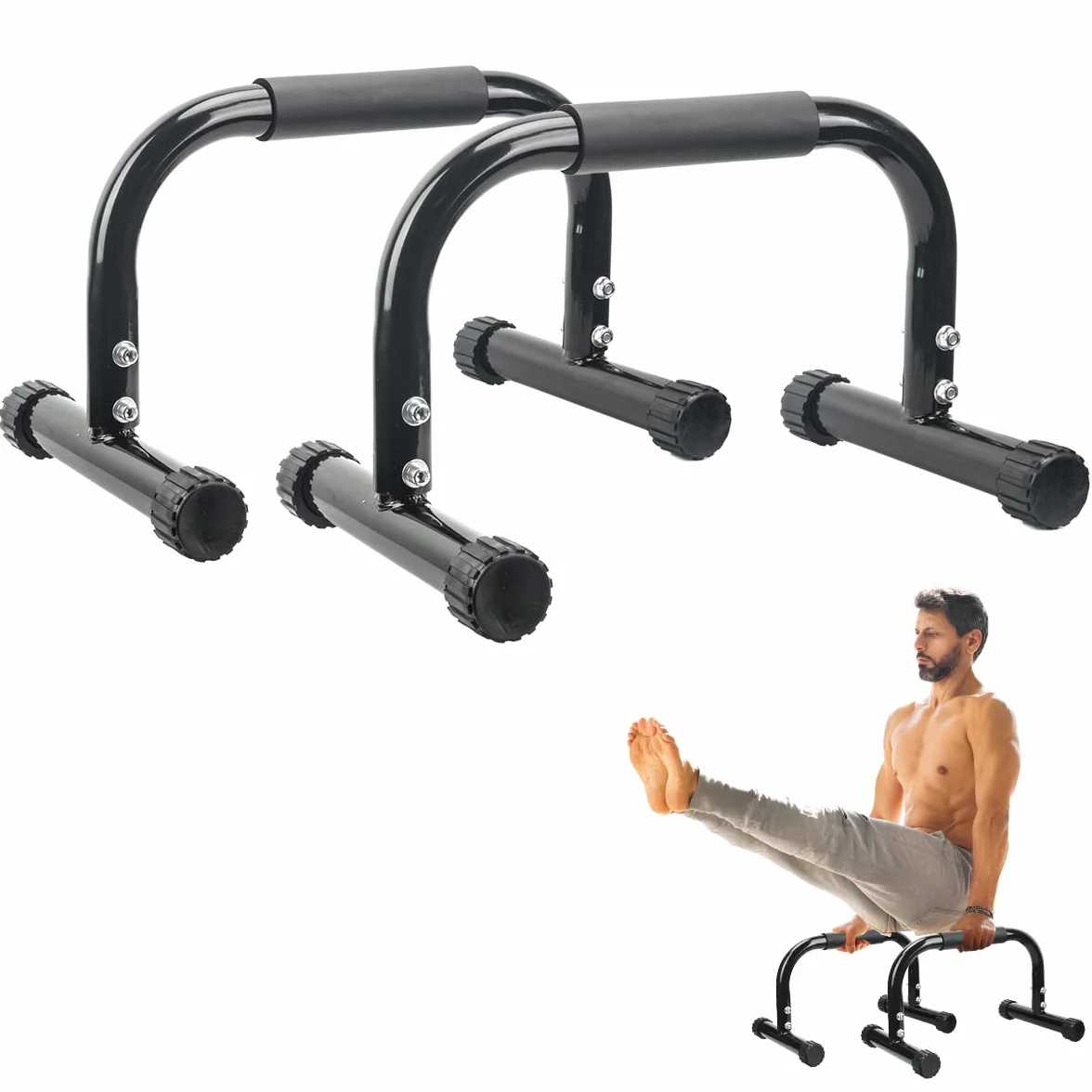 AmazeFan Parallettes Bars, Push Up Bars Trening siłowy do postawienia na rękach, pełna plansza i dipy, kalisteniczna, gimnastyczna, [42 x 25 x 25 cm] uchwyt do stojaków push up do ćwiczeń podłogowych