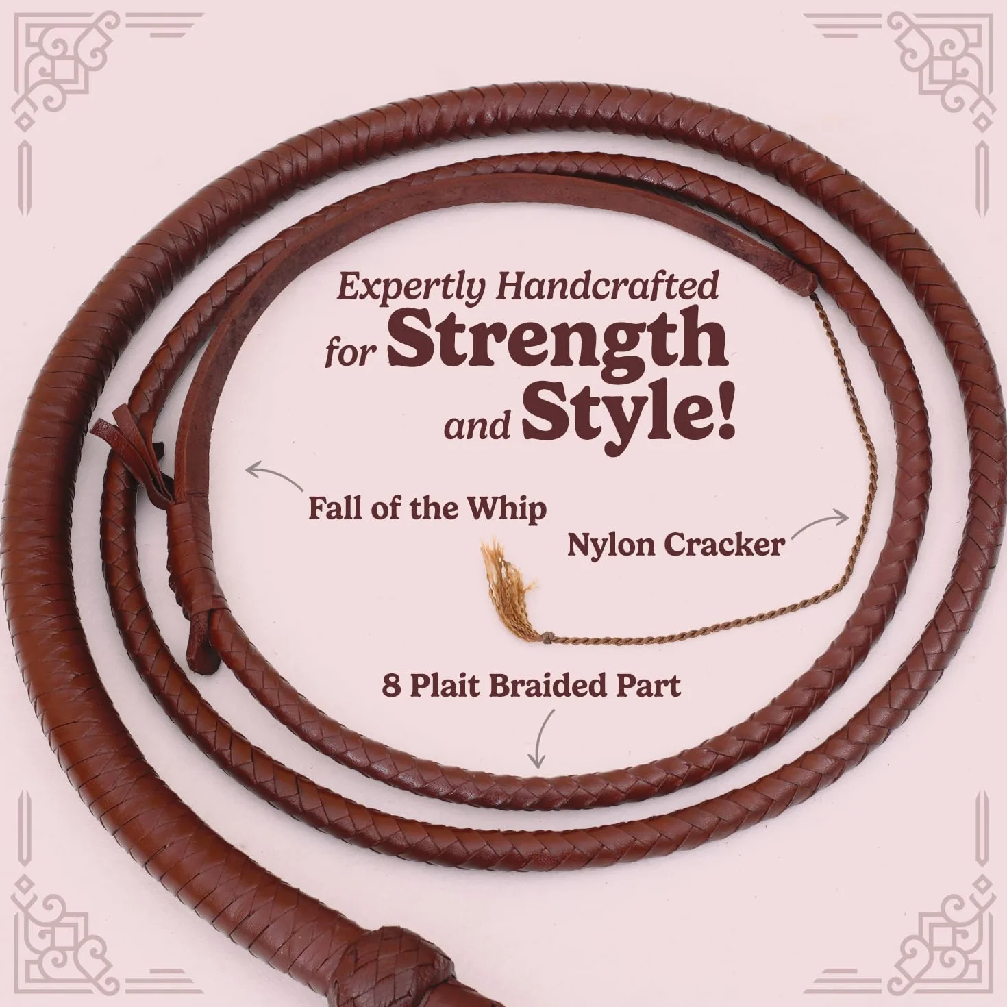 Indiana Jones styl 15 stóp 8 warkocz ciemnobrązowy skórzany bulwhip prawdziwa skóra bydlęca bull whip
