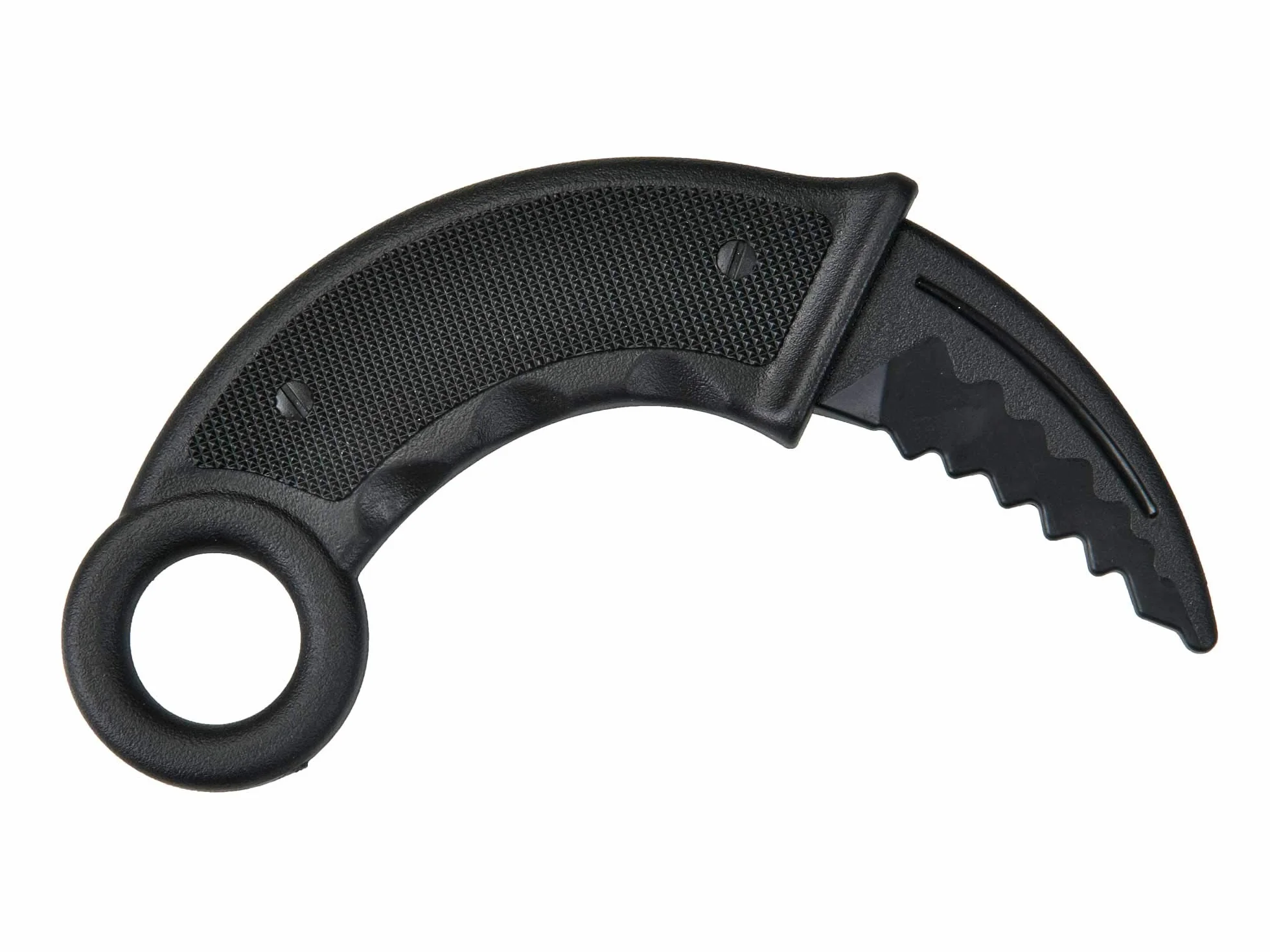 Karambit miecz gumowy 16 cm czarny plastik PP ząbkowane ostrze