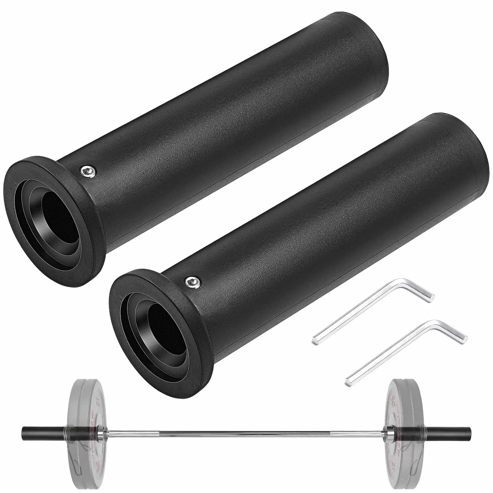 2 szt. Olympic Adapter Sleeve, tuleja adaptera do długich hantli PP, zdejmowany adapter, sztangi 25 mm w pręty 50 mm, z kluczem sześciokątnym