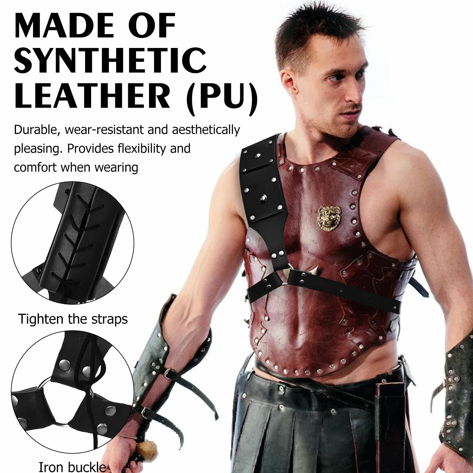 Średniowieczny miecz retro na ramionach, pochwa, żaba, miecz, uchwyt na miecz, Katana, pasek na miecz, pasek na miecz z PU, do rekonstrukcji, cosplay i samurajów - czarny