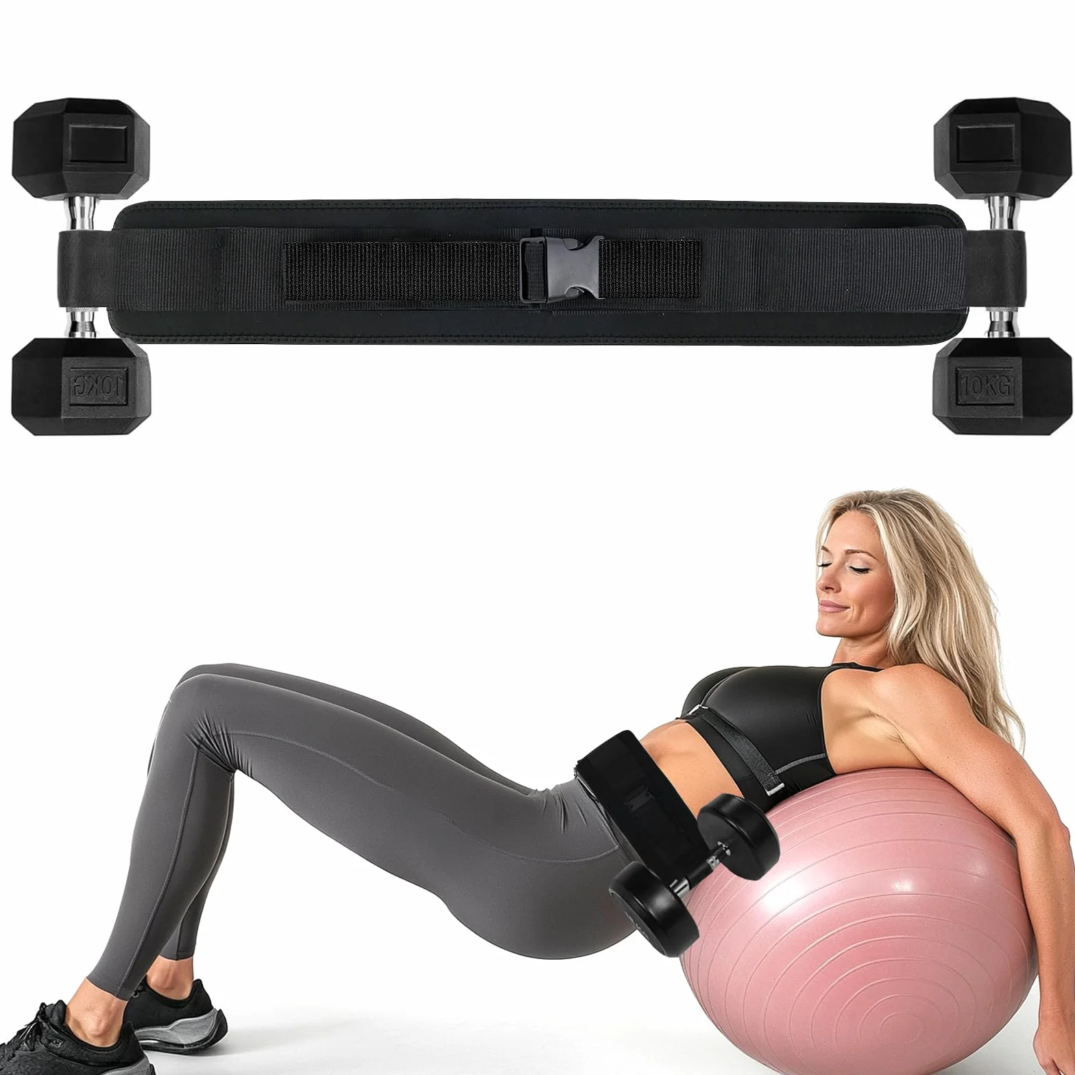 VINEST Pas do Hip Thrust, do sztang i kettlebelli, pas do Hip Thrust z regulowanym zapięciem na rzepy, pas do treningu pośladków