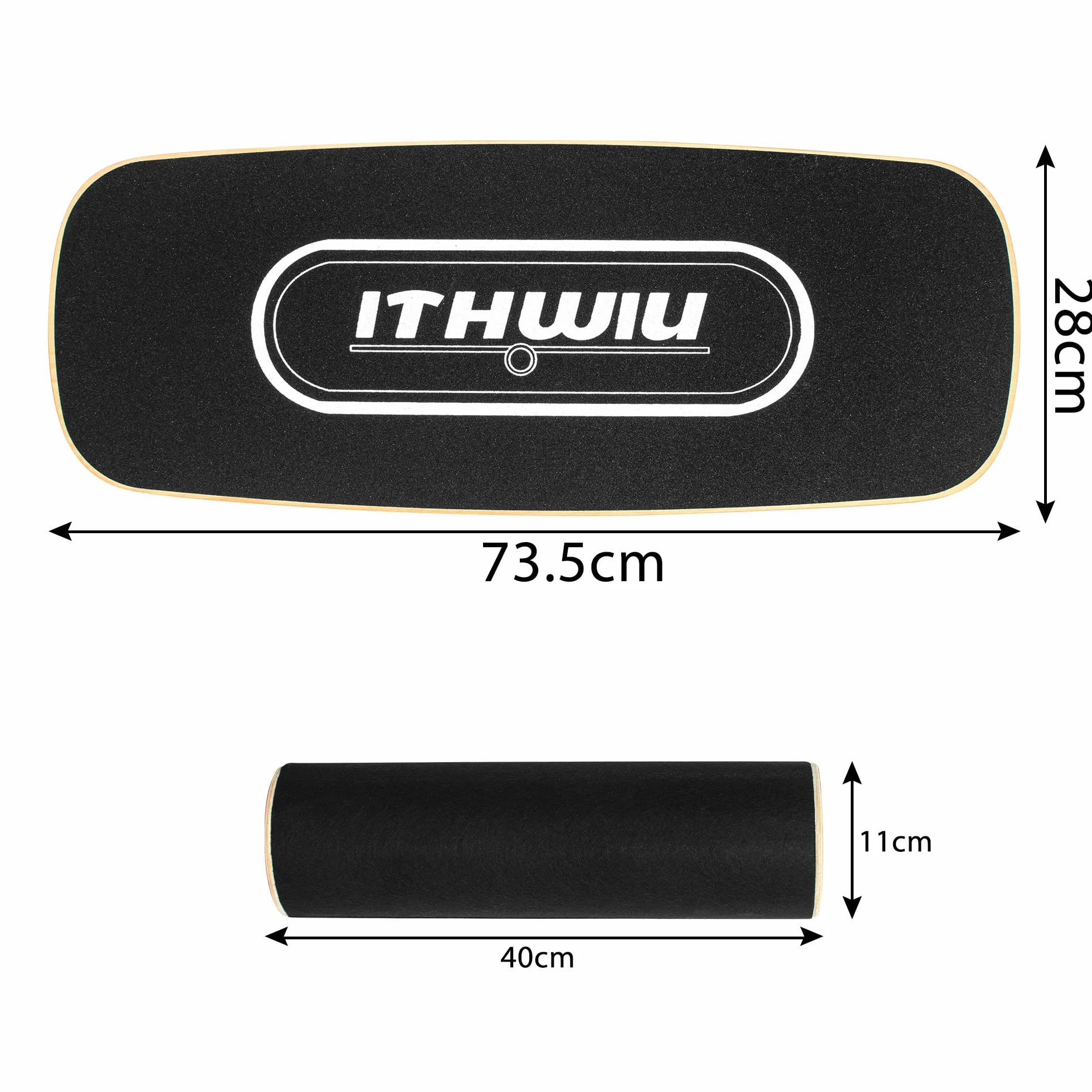 OUUTMEE Balance Board Roller drewniana deska treningowa, deska treningowa, antypoślizgowa powierzchnia, kontrola ciała, czarna