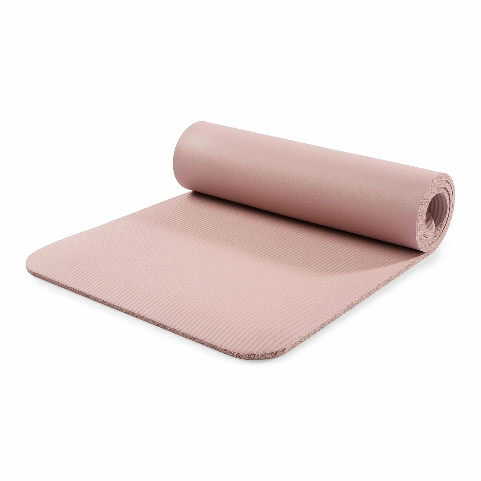 HyperMotion Mata do Ćwiczeń Fitness i Jogi NBR 183x61x1,5 cm Brudny Róż, Antypoślizgowa 15 mm, z Paskiem do Ćwiczeń i Przenoszenia, Gruba Mata do Jogi, Pilates i Stretchingu