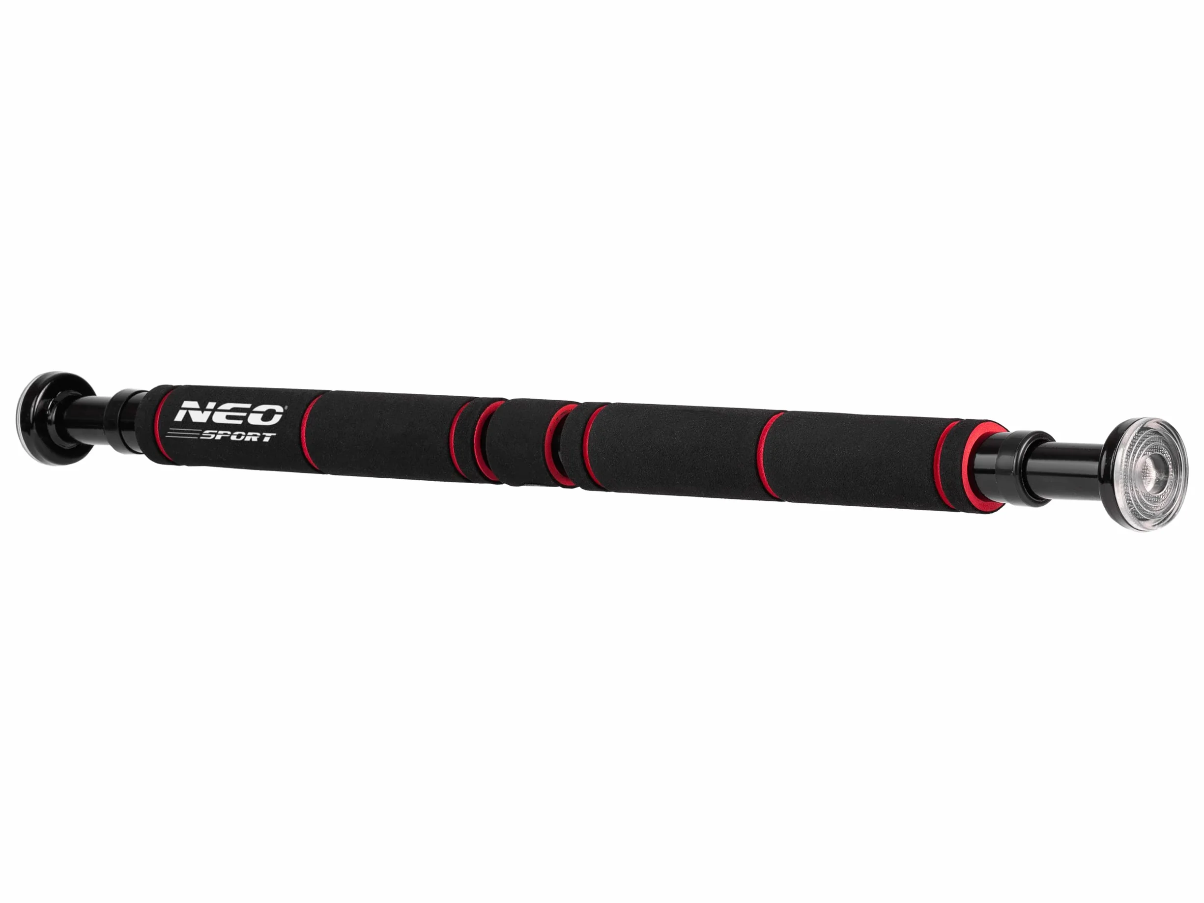 NEO SPORT Drążek Rozporowy Prosty NS-311 do Podciągania Ćwiczeń Treningu Siłowego z Wzmacnianej Stali Uchwyty z Pianki do Futryn 60-85 cm Obciążenie 150 kg