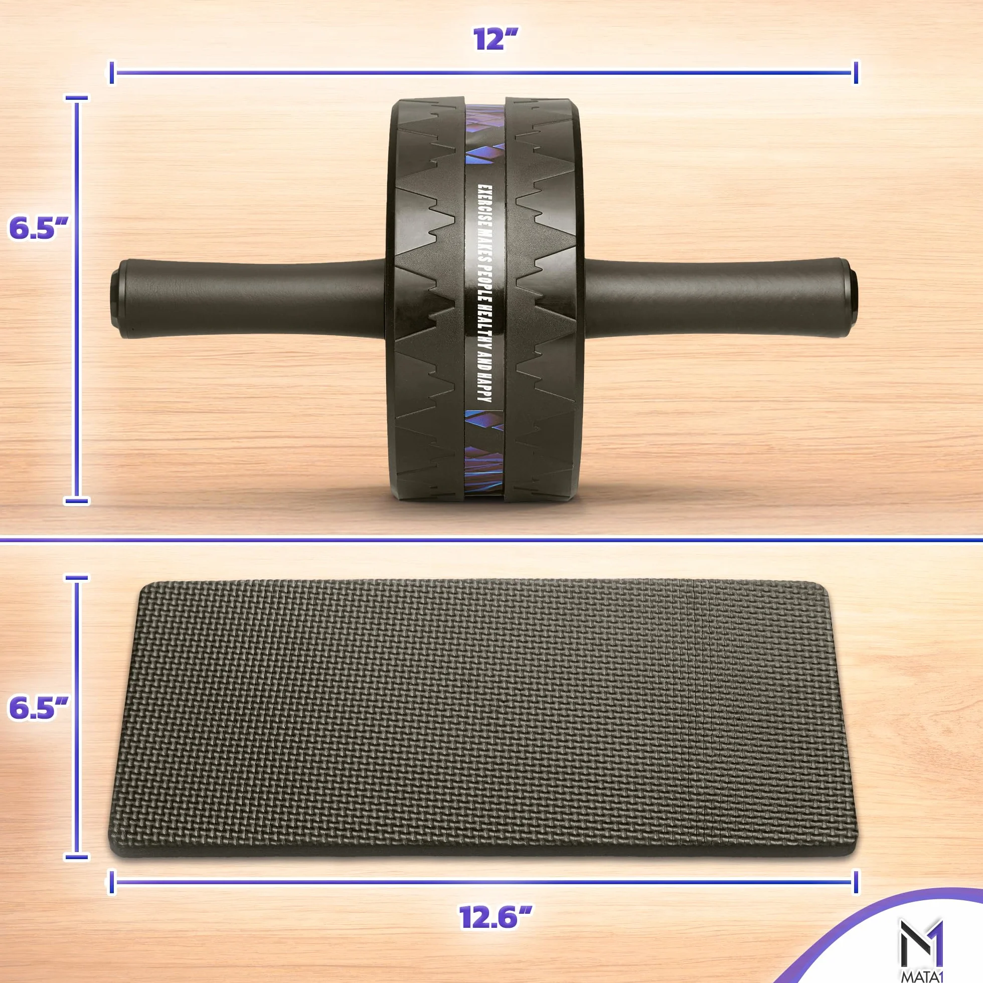 Ab Roller Wheel w/Knee Pad, Abs Workout Machine for Core & Abdominal Strength Training, Exercise Wheels