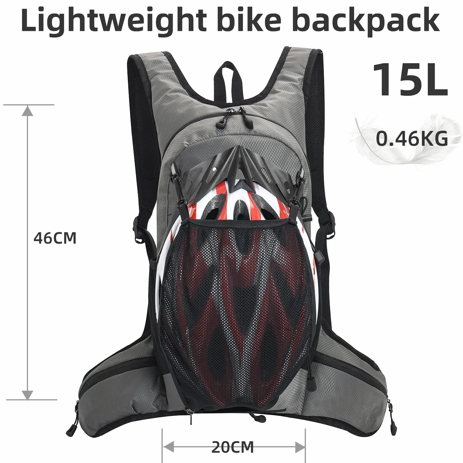 Lekki plecak rowerowy z torbą na pasek i pokrowcem na kask - Wyściełany i wodoodporny plecak nawadniający - Plecak do uprawiania sportu i rekreacji na zewnątrz