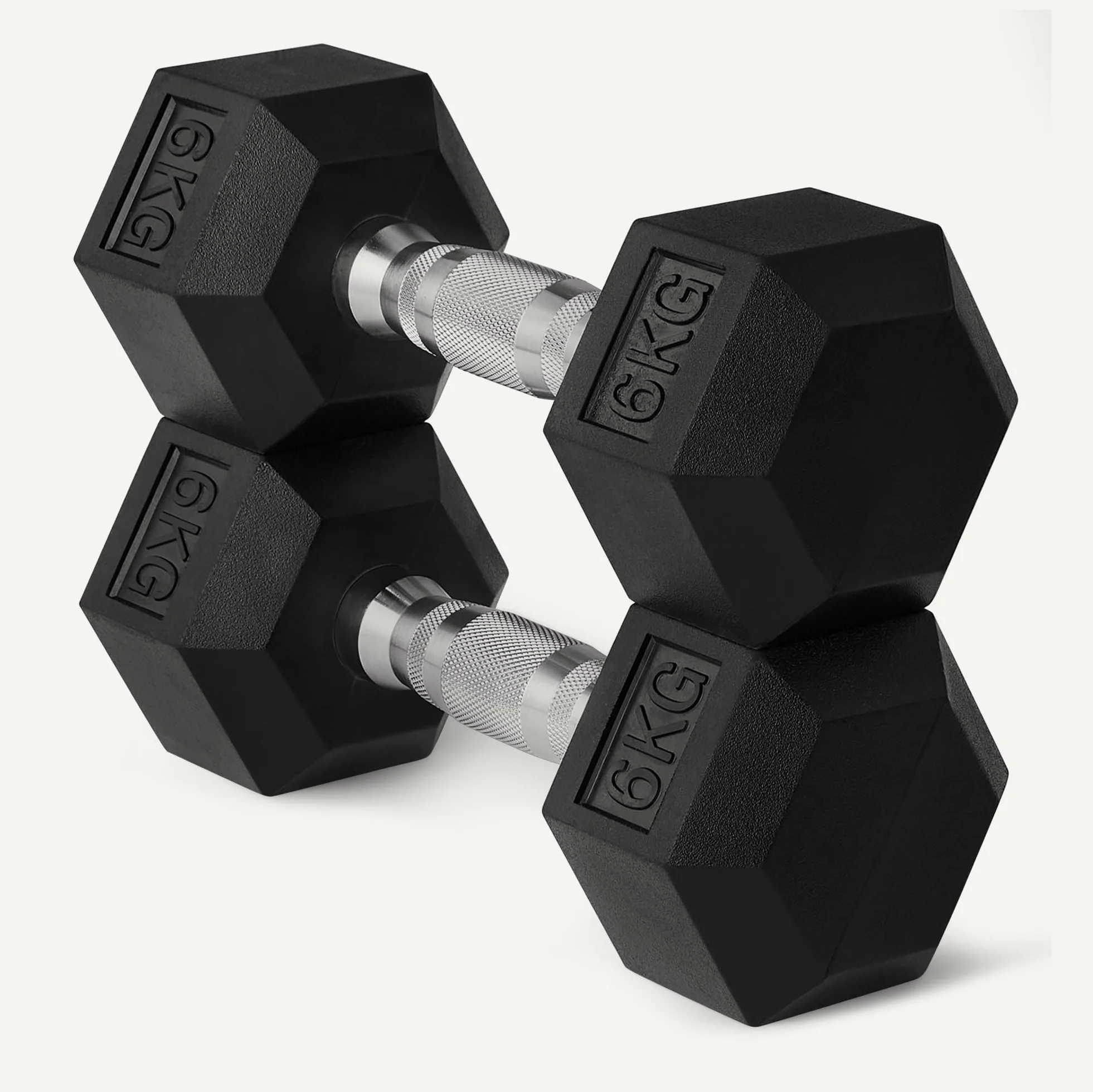 Amazon Basics Zestaw hantli z powłoką gumową 6kg, czarny