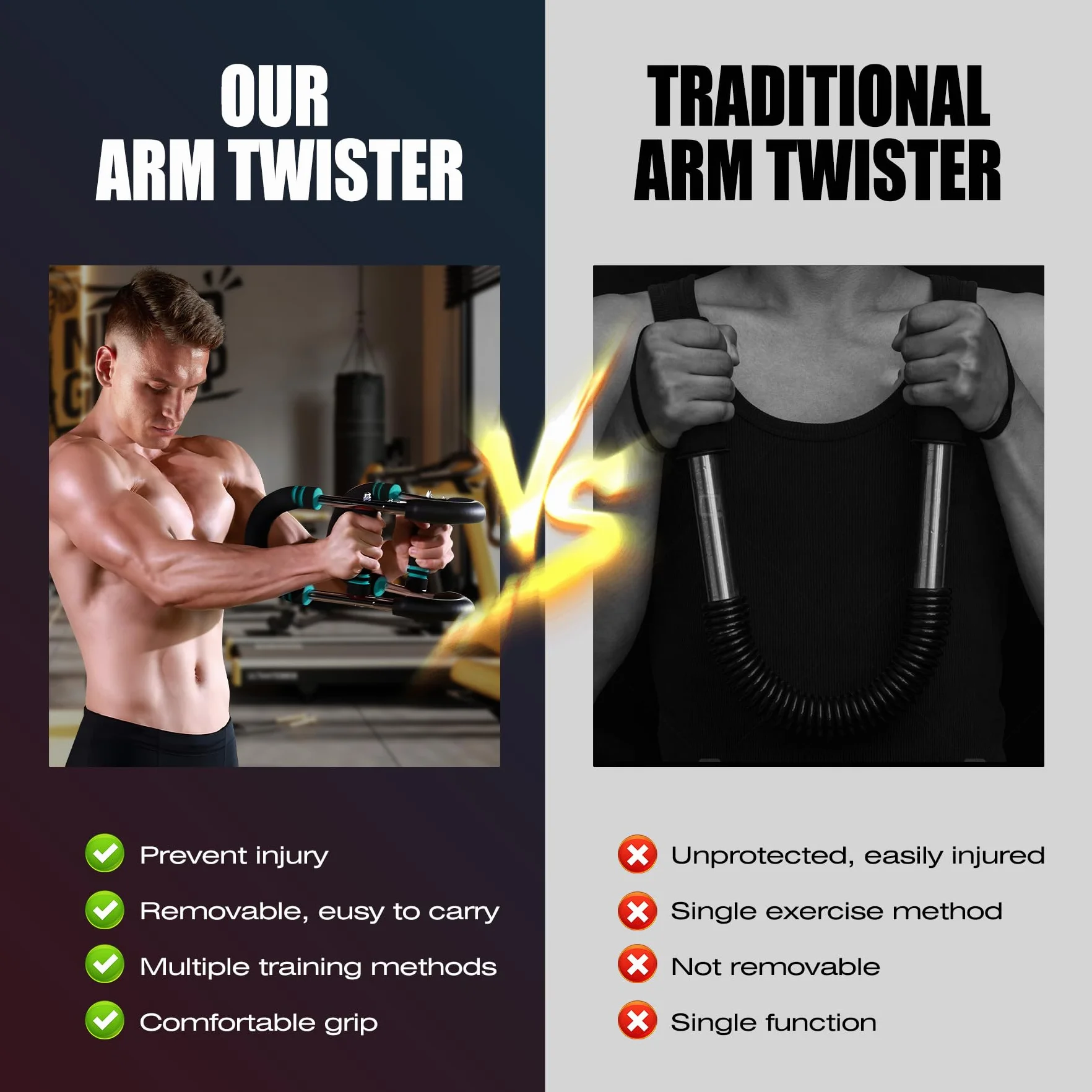 Twister Armtrainer, regulowany trener ramion i klatki piersiowej z oporem 30 kg - 40 kg, przenośny wiosenny przyrząd fitness do treningu domu/biura/podróży