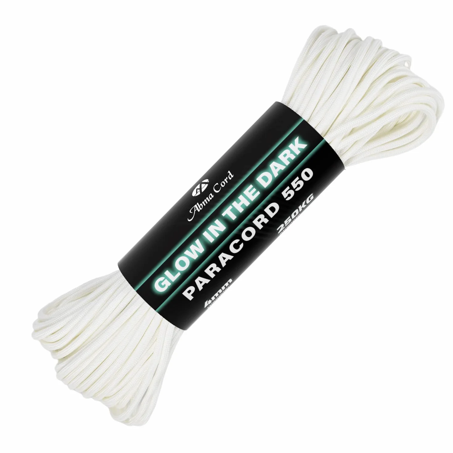 Abma Cord Glow In The Dark Paracord 550 4mm 30m Luminous Fluorescencyjny Paracord 9 Strands Linka Spadochronowa - Max. 250kg (550lbs)