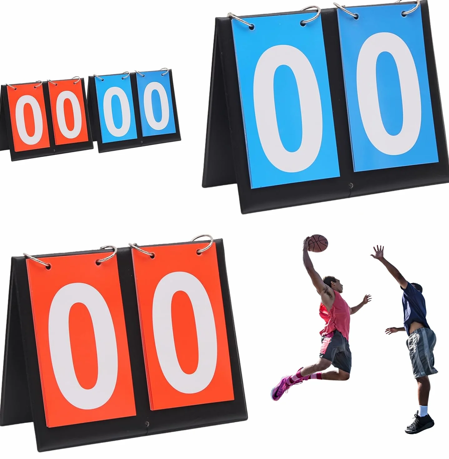 Helweet Przenośna tablica wyników, Digit Flip Sport, tablica wyników sportowych, 2 sztuki flipper, tablica licząca, do użytku wewnątrz i na zewnątrz, do piłki nożnej, badmintona, koszykówki, 2 cyfry