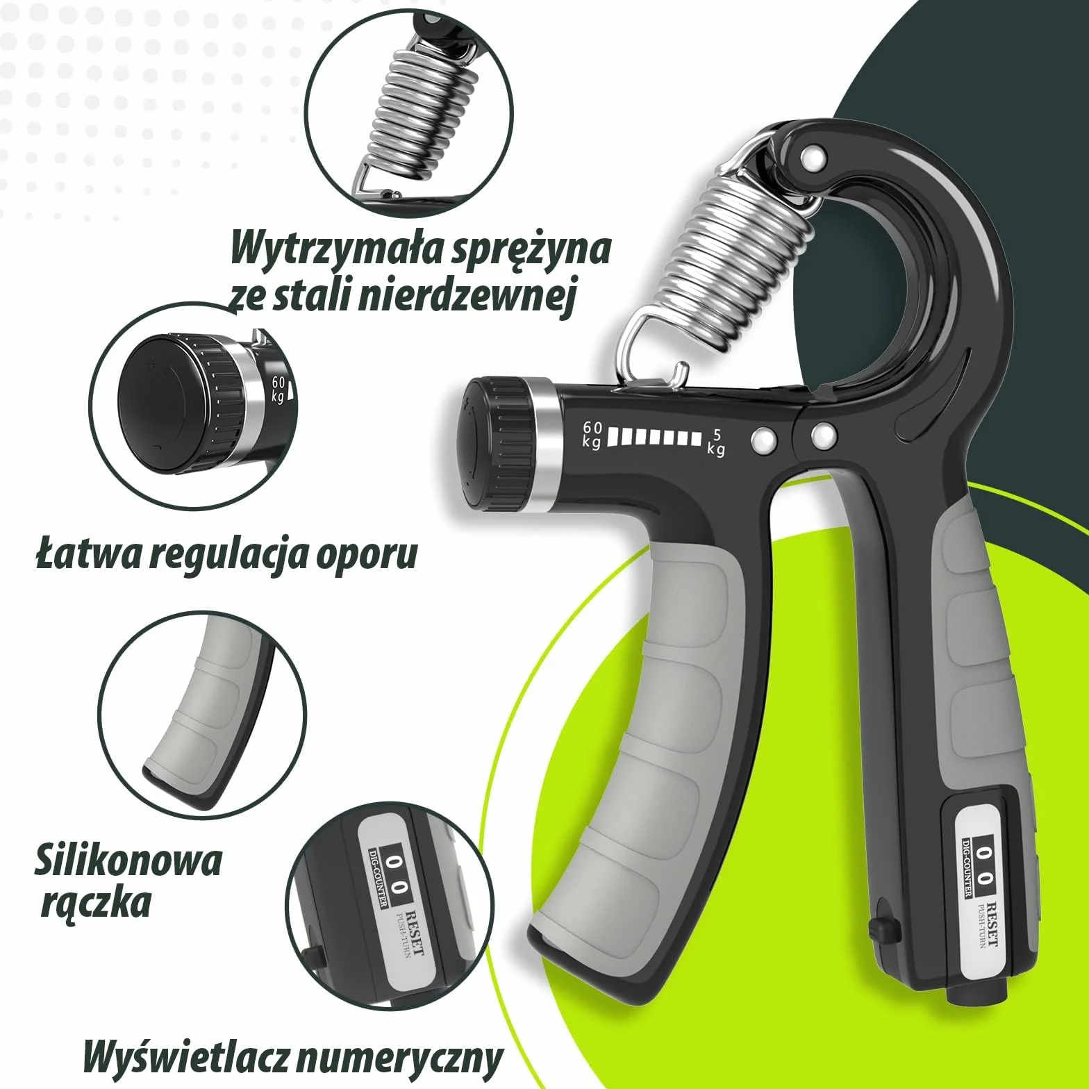 Trenażer ręczny 2-częściowy zestaw przedramion regulowany uchwyt 5-60 kg