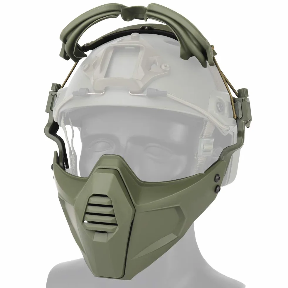 Kask FAST z ochronnymi okularami do jazdy z odpinaną maską na twarz, pasuje do Airsoft, paintballu, imprezy na Halloween
