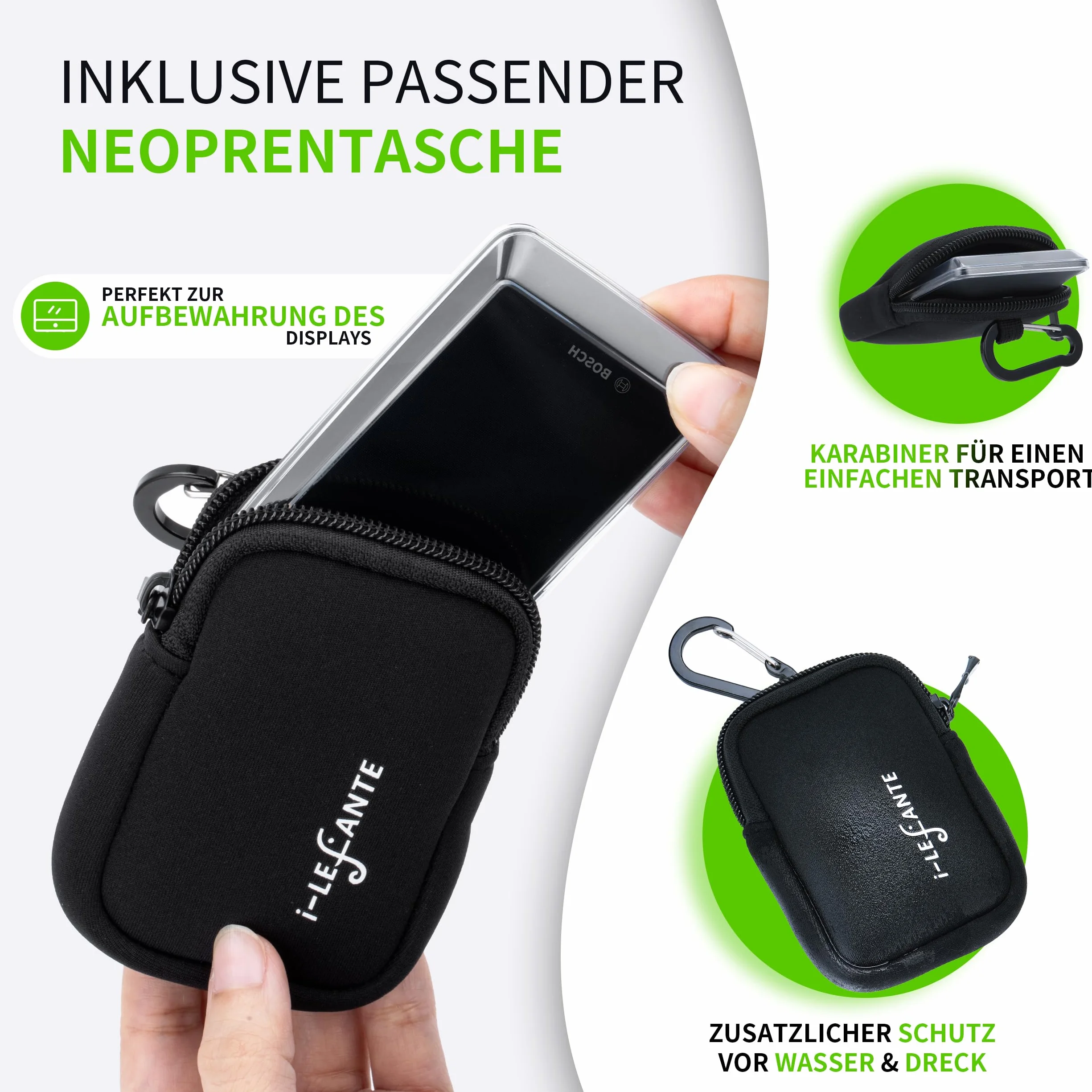 Do Bosch Kiox 500 (BHU3700) pokrowiec ochronny na wyświetlacz z kieszenią neoprenową | ochrona wyświetlacza roweru elektrycznego | przezroczysty i wodoszczelny | ochrona przed uderzeniami i