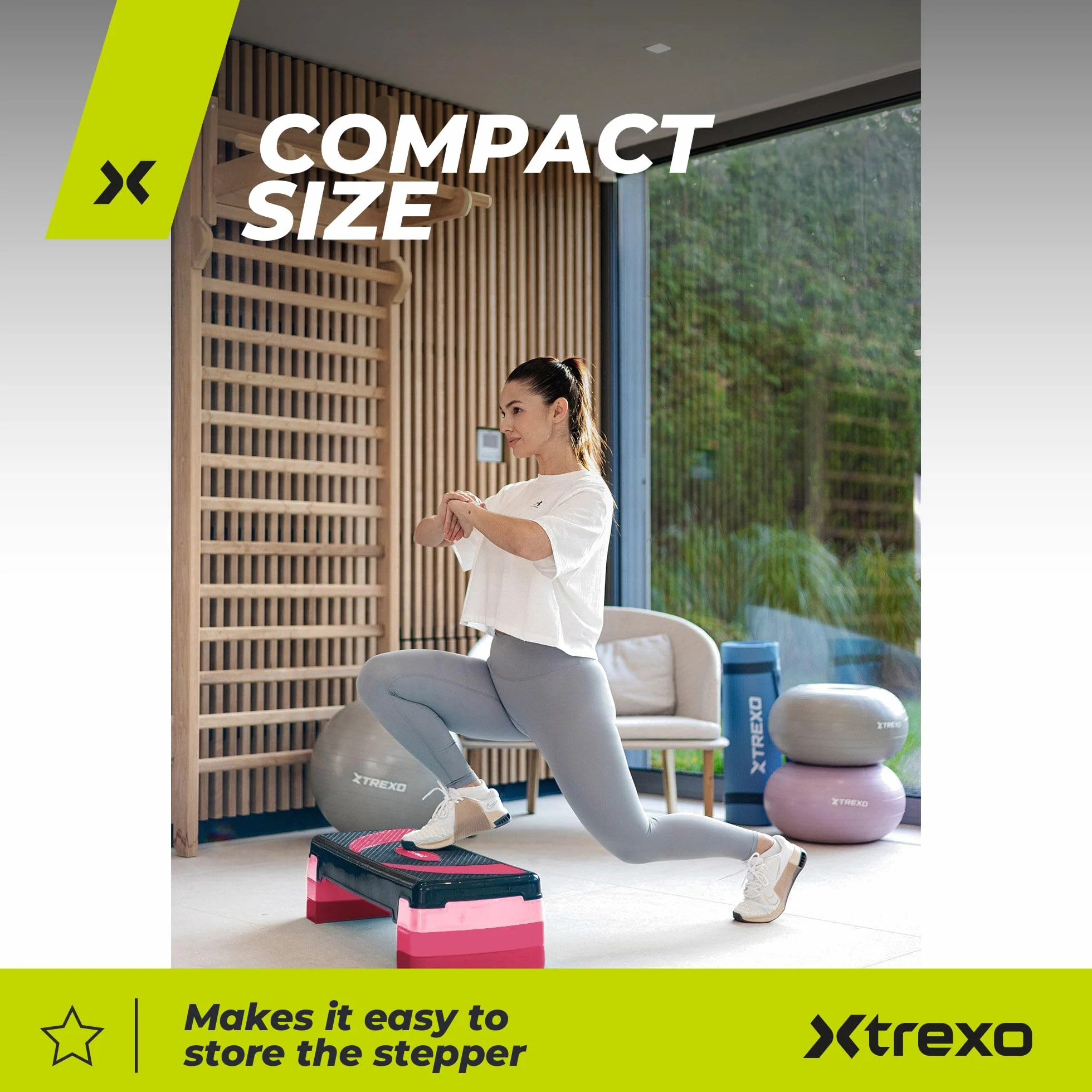 TREXO Aerobik Step 78 x 30 cm do ćwiczeń kardio i treningu fitness regulowana wysokość 10-20 cm wytrzymały polipropylen i TPR wysokiej jakości aerobik niebieski | różowy | szary