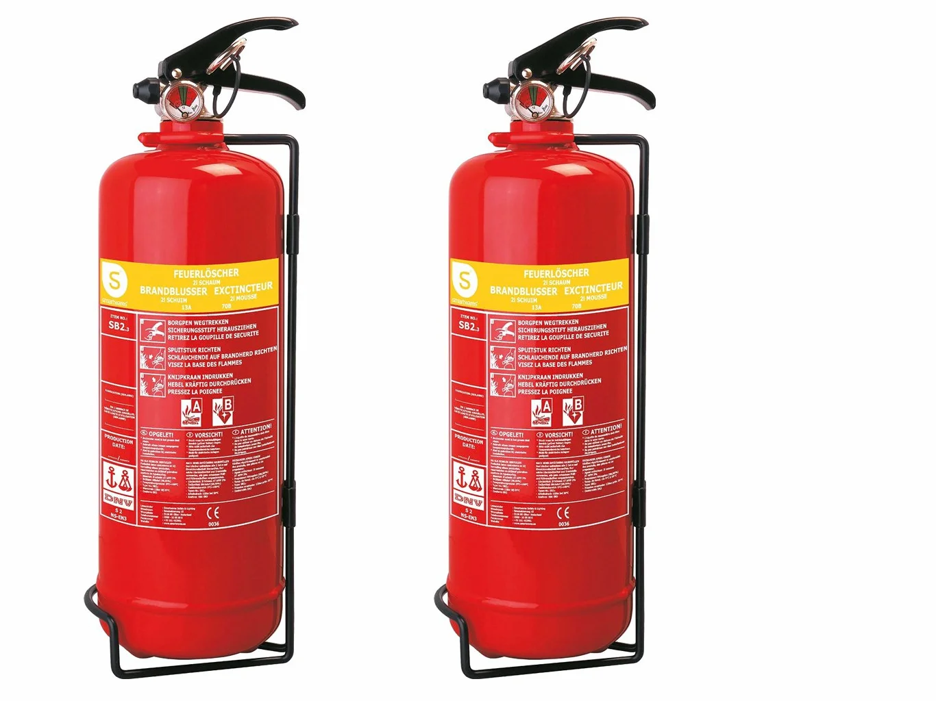 SMARTWARES Zestaw 2 gaśnic pianowych 2L klasa A B SB2SW