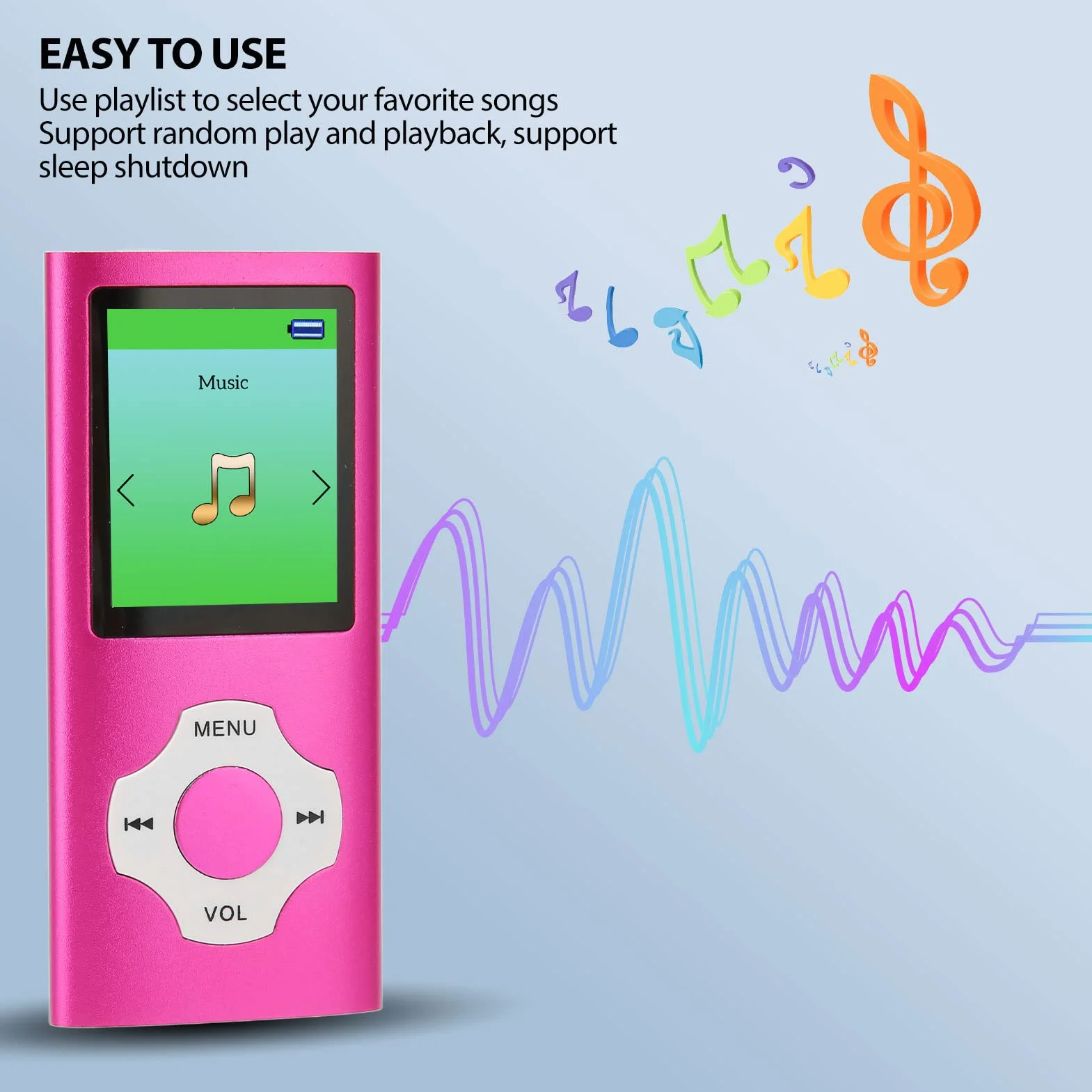 Odtwarzacz MP3 Przenośny Odtwarzacz Muzyczny, 1,8-calowy Ekran LCD Cyfrowy Odtwarzacz Audio Wsparcie Nagrywanie Radio FM Elektryczna Książka Przeglądanie zdjęć, Mini Odtwarzacz (Różowy)