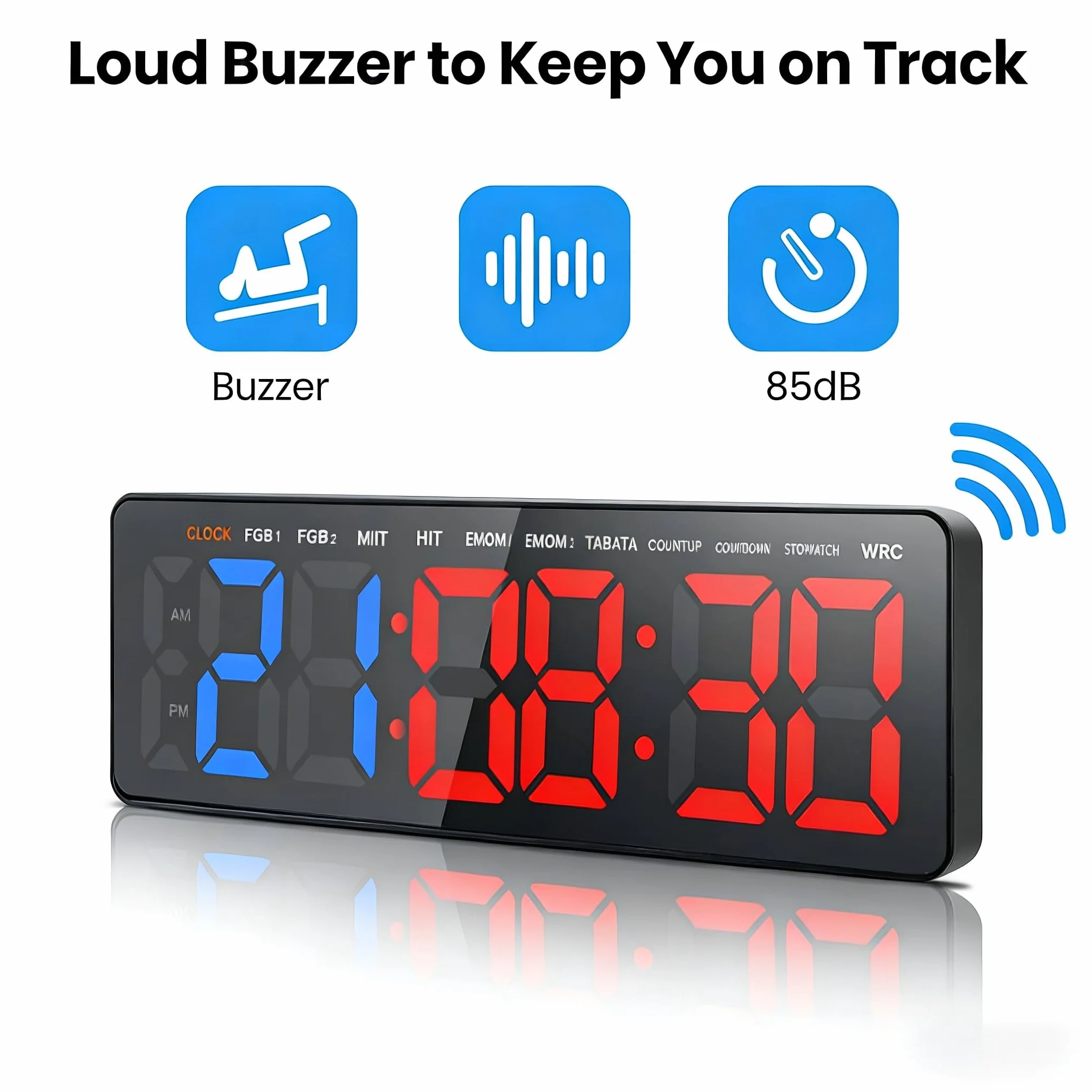 Siłownia timer, timer interwałowy z odliczaniem / up, stoper, duży, 16,5" LED, cyfrowy zegar ścienny do treningu fitness, HIIT, Tabata, domu, garażu