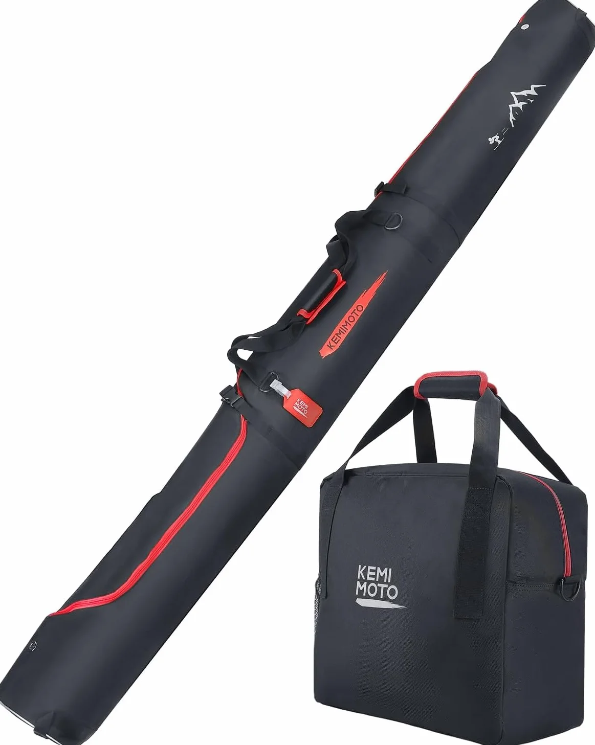 KEMIMOTO Torba na buty narciarskie Combo, torba na buty narciarskie do 200 cm, torba na buty narciarskie 25 l, wodoszczelna torba na narty z kratką wentylacyjną, wytrzymała torba na narty do jazdy na
