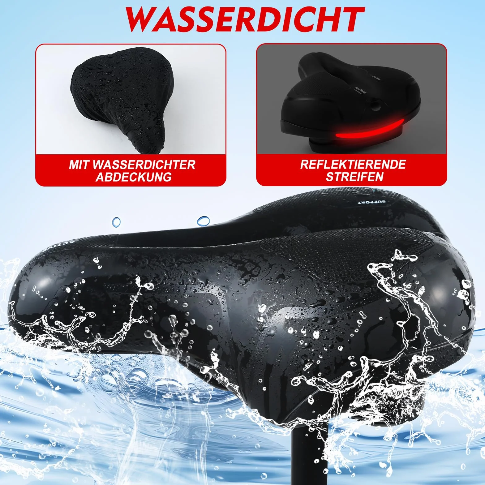 Pro Max Wygodne siodełko rowerowe, szerokie miękkie siodełko rowerowe z pianki pamięciowej, mężczyźni kobiety ergonomiczne oddychające siodełko rowerowe do rowerów szosowych, rowerów miejskich