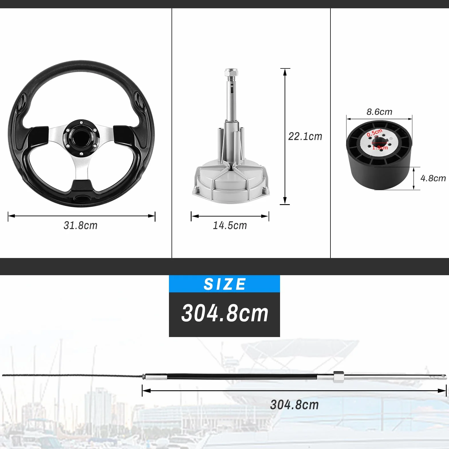 Mechaniczny zestaw sterowania rotacyjnego 304,8 cm kabel do silników zaburtowych