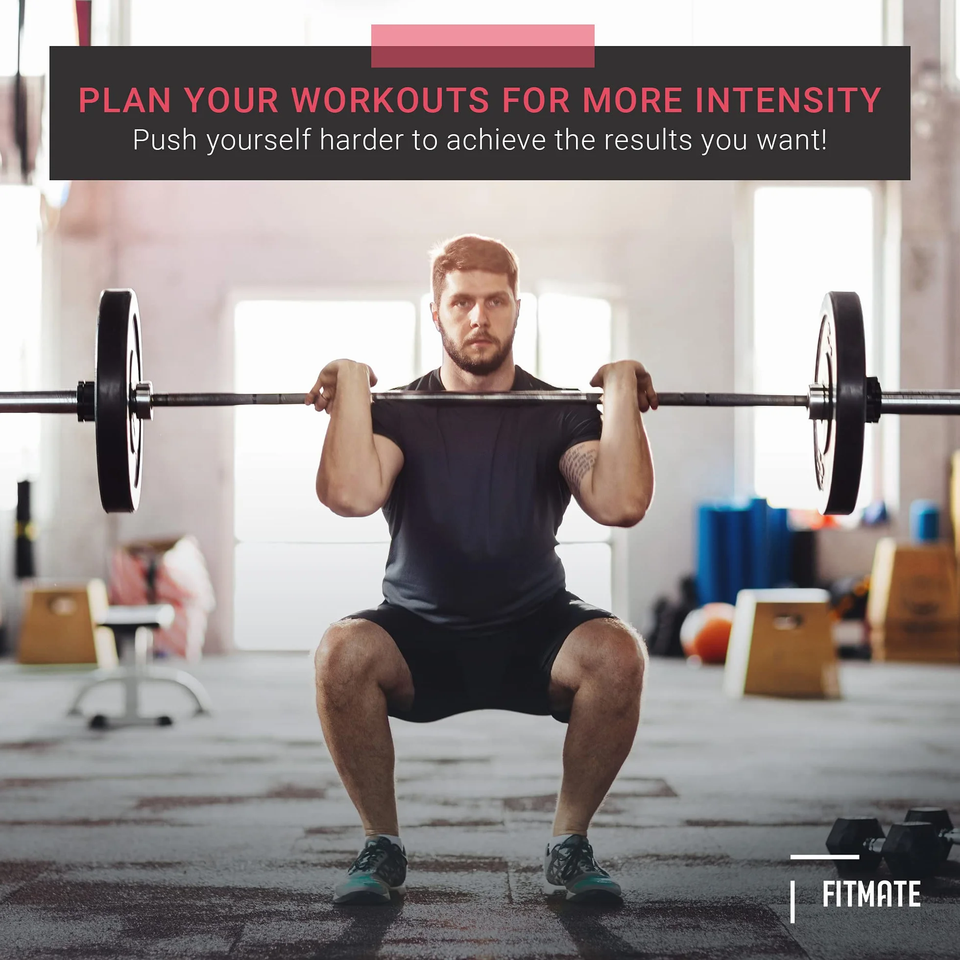 PosterMate - FitMate zestaw plakatów treningowych, 8 sztuk, hantle, sztanga, kettlebell i wiele innych rutynowych treningów gimnastycznych z bezpłatnymi ciężarami (51 x 76 cm)