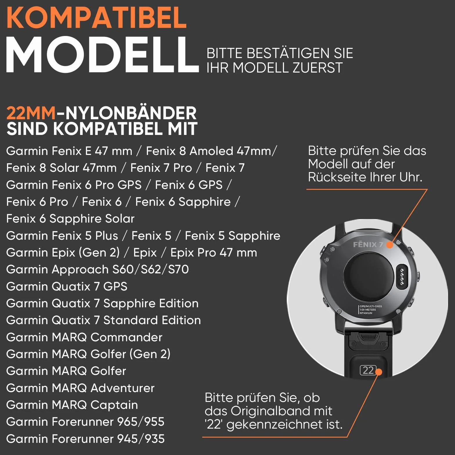 Suitisbest Sportowa bransoletka kompatybilna z bransoletką Garmin, 22 mm, Quick Fit, rozciągliwa, nylonowa, sportowa opaska z haczykiem S