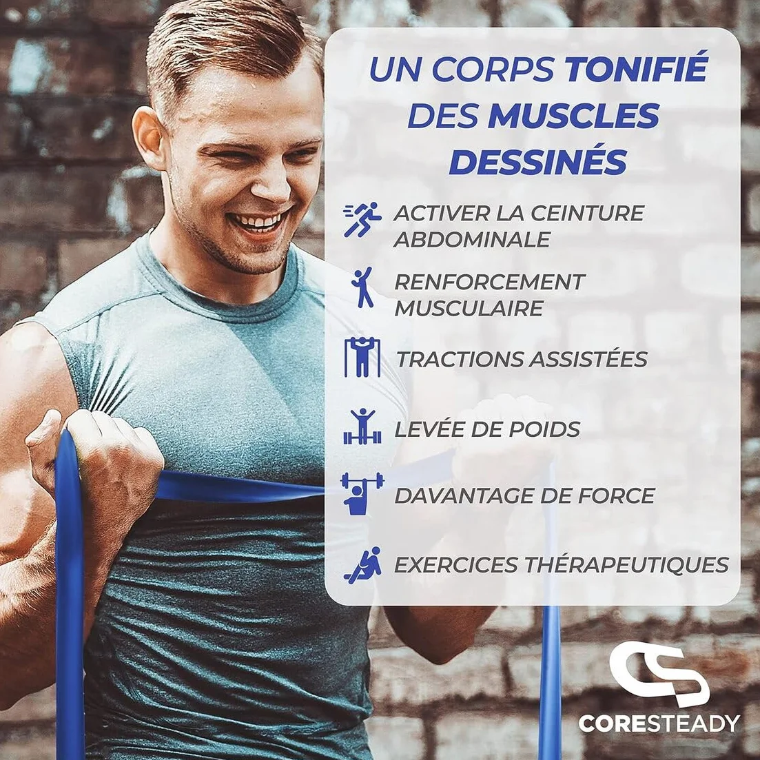 Coresteady Taśmy do fitnessu do podciągania – taśma treningowa do crossfitu, trójboju siłowego, jogi