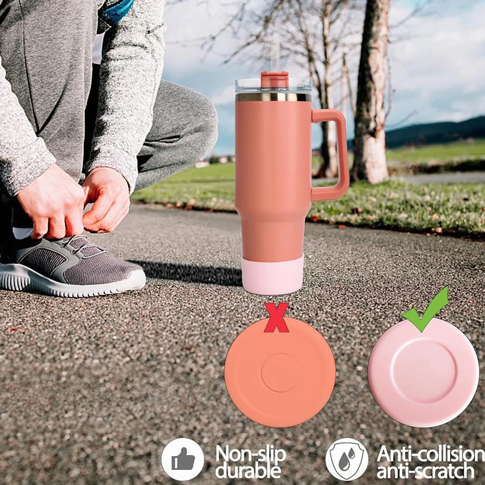 4 szt. silikonowy rękaw na kubek Stanleya, silikonowy pokrowiec na butelkę wody, pokrowiec na butelkę wody, do Stanley Quencher Adventure 40 oz i IceFlow 20 oz 30 oz