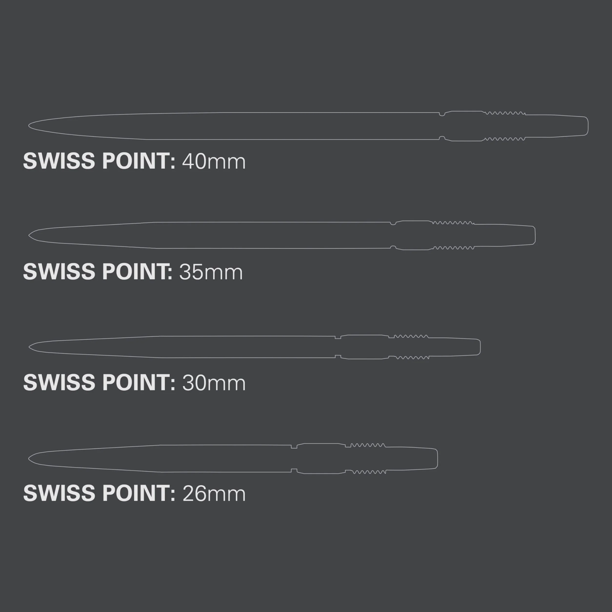 TARGET Darts Swiss Points, gładkie końcówki do rzutek szwajcarskich (3-pak zestaw końcówek) zmiana punktów do rzutek, profesjonalne akcesoria do rzutek