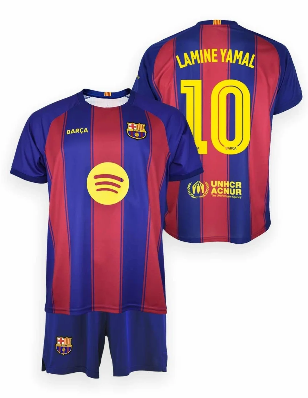 FC Barcelona Kids Lamine YAMAL 1st Team 25/26 Oficjalna replika - Zestaw dziecięcy z imieniem i numerem, Niebieski/Granat, 12 ans