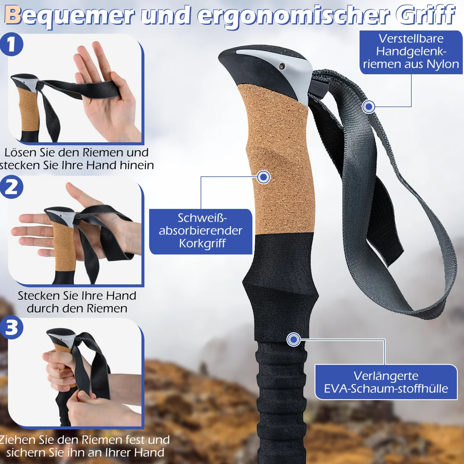 COSTWAY Kijki trekkingowe teleskopowe aluminiowe lub włókna węglowego z uchwytem korkowym do Nordic Walking