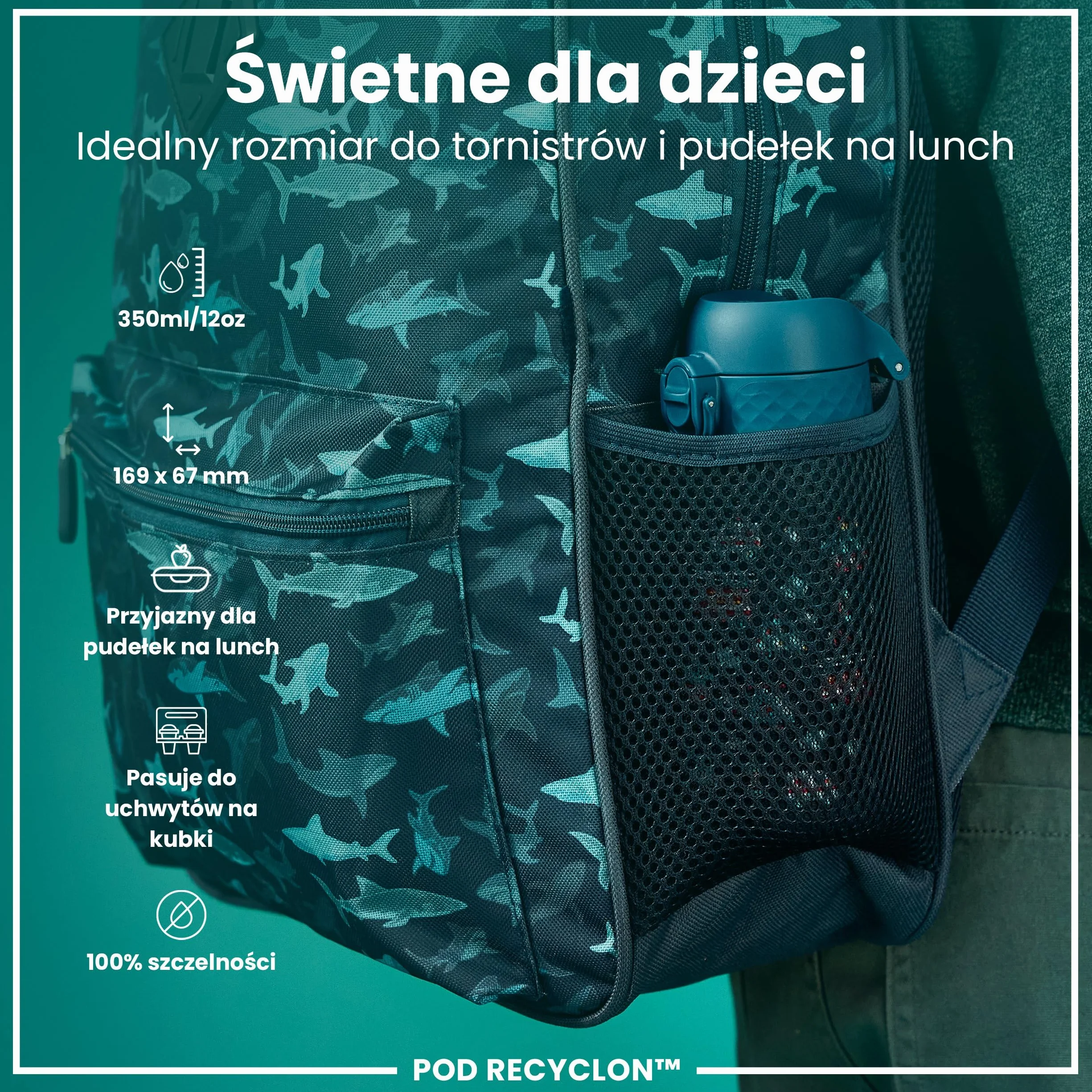ION8 Butelka dla Dzieci 350 ml Szczelna Bez BPA Łatwa do Otwarcia Pojazd Ratunkowy