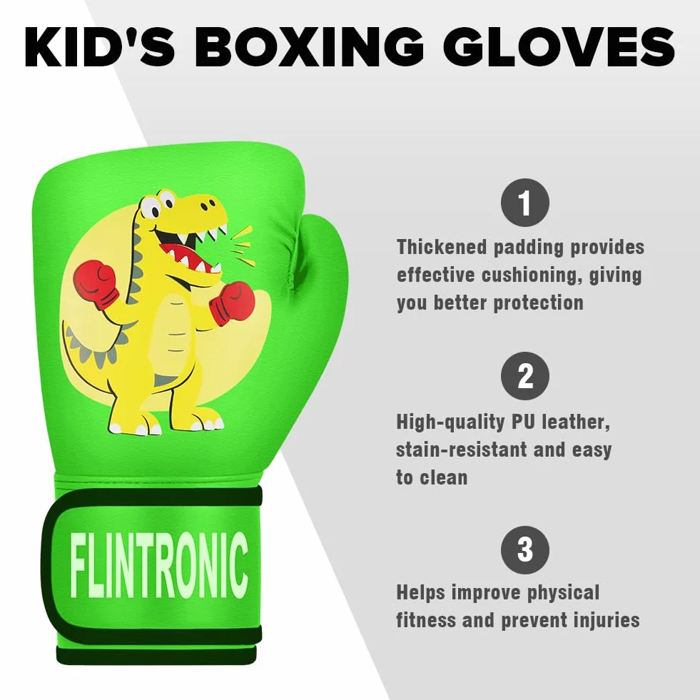 Flintronic Rękawice bokserskie dla dzieci, rękawice bokserskie 4oz 6oz Junior Boxing Gloves, rękawice kickboxingowe dla Muay Thai, MMA, sportów walki, kickboxingu, sparingów (3-10 lat)