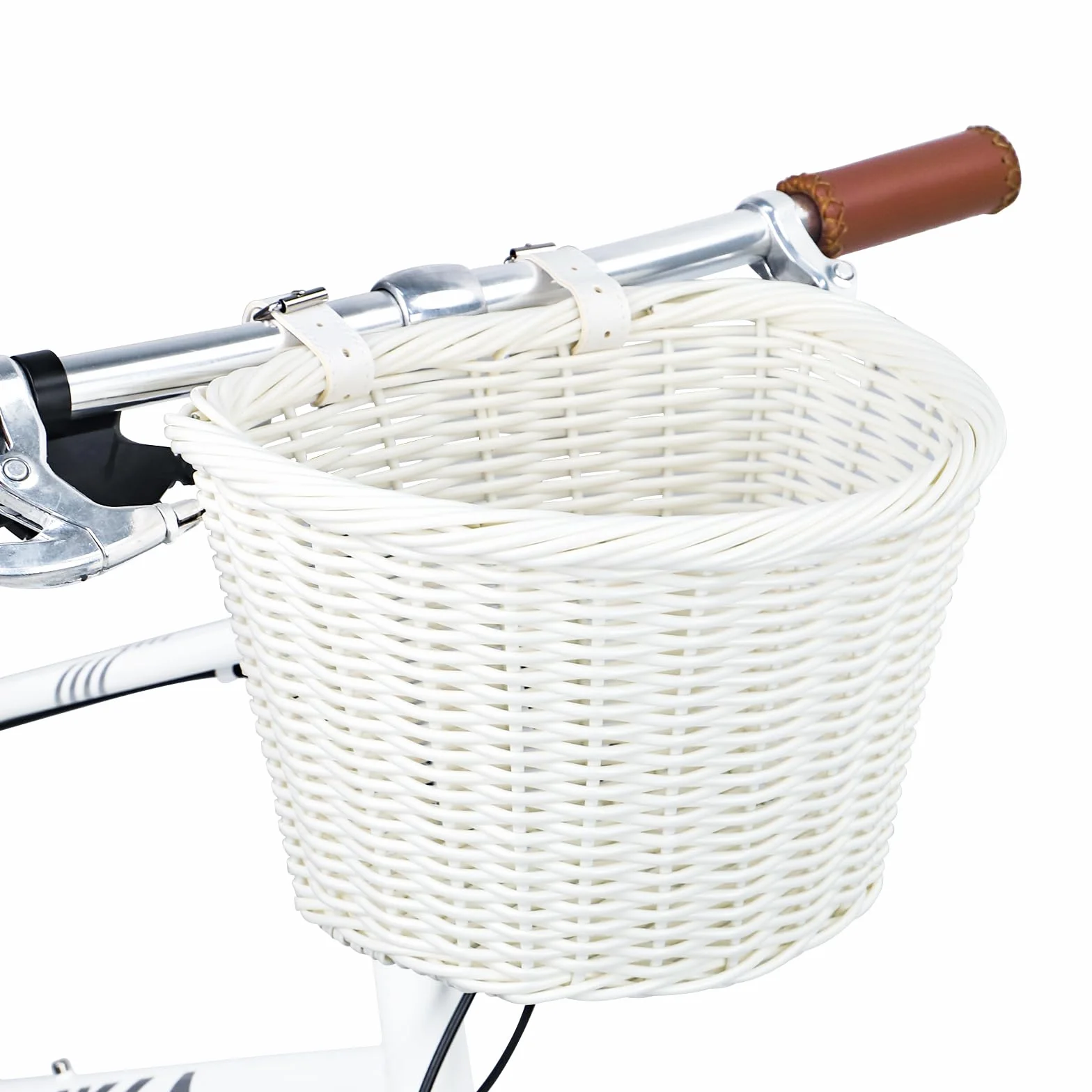 ZUKKA Woven koszyk rowerowy dla dorosłych, na przednią kierownicę, z regulowanymi paskami skórzanymi, wodoszczelny, do przechowywania, wiele kolorów