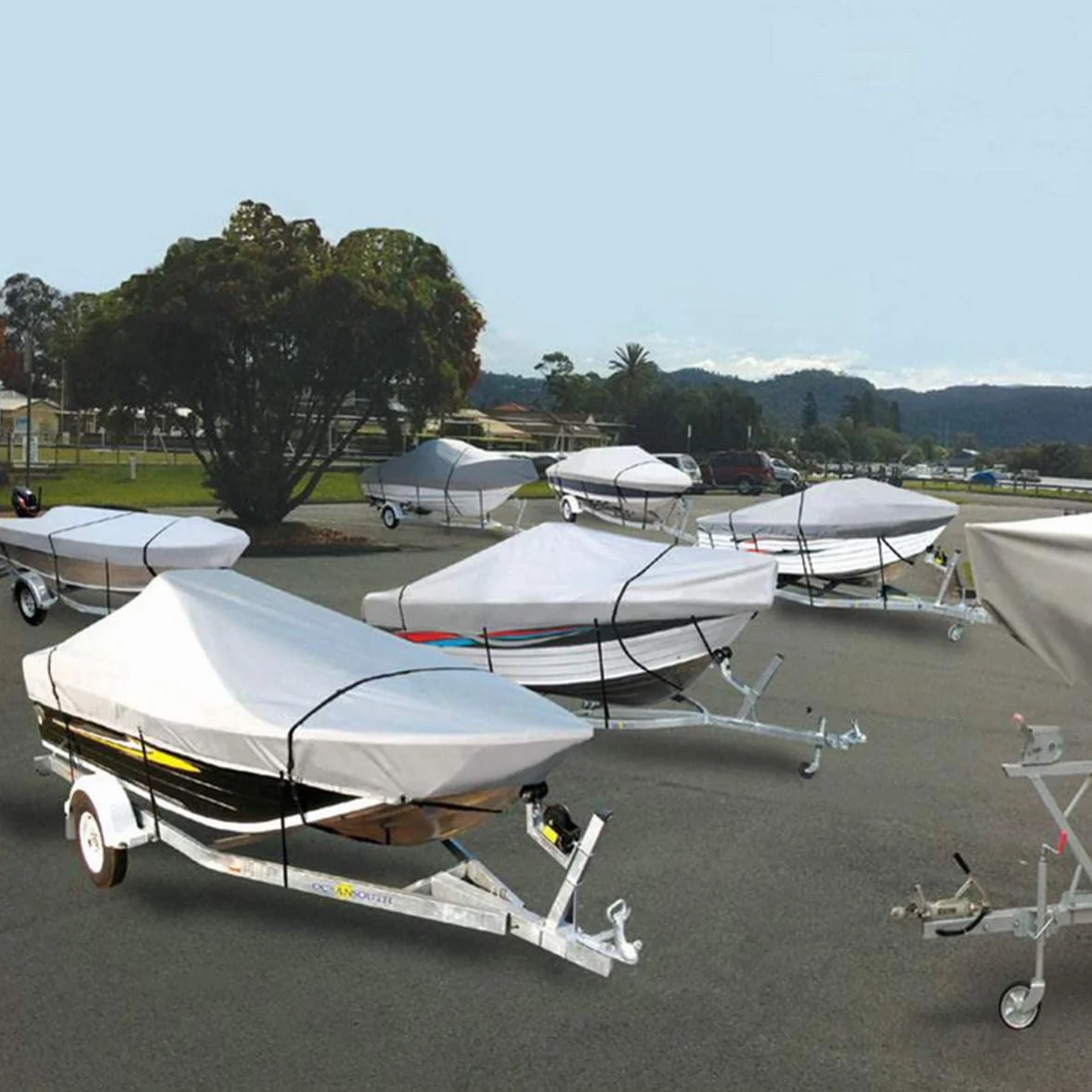 Schleuder Pokrowiec na łódź, wytrzymały, wodoodporny, płócienny, wodoodporny pokrowiec na łódź, pasuje do pokrowca na łódź V-Hull Tri-Hull Runabout (11-13FT-V)