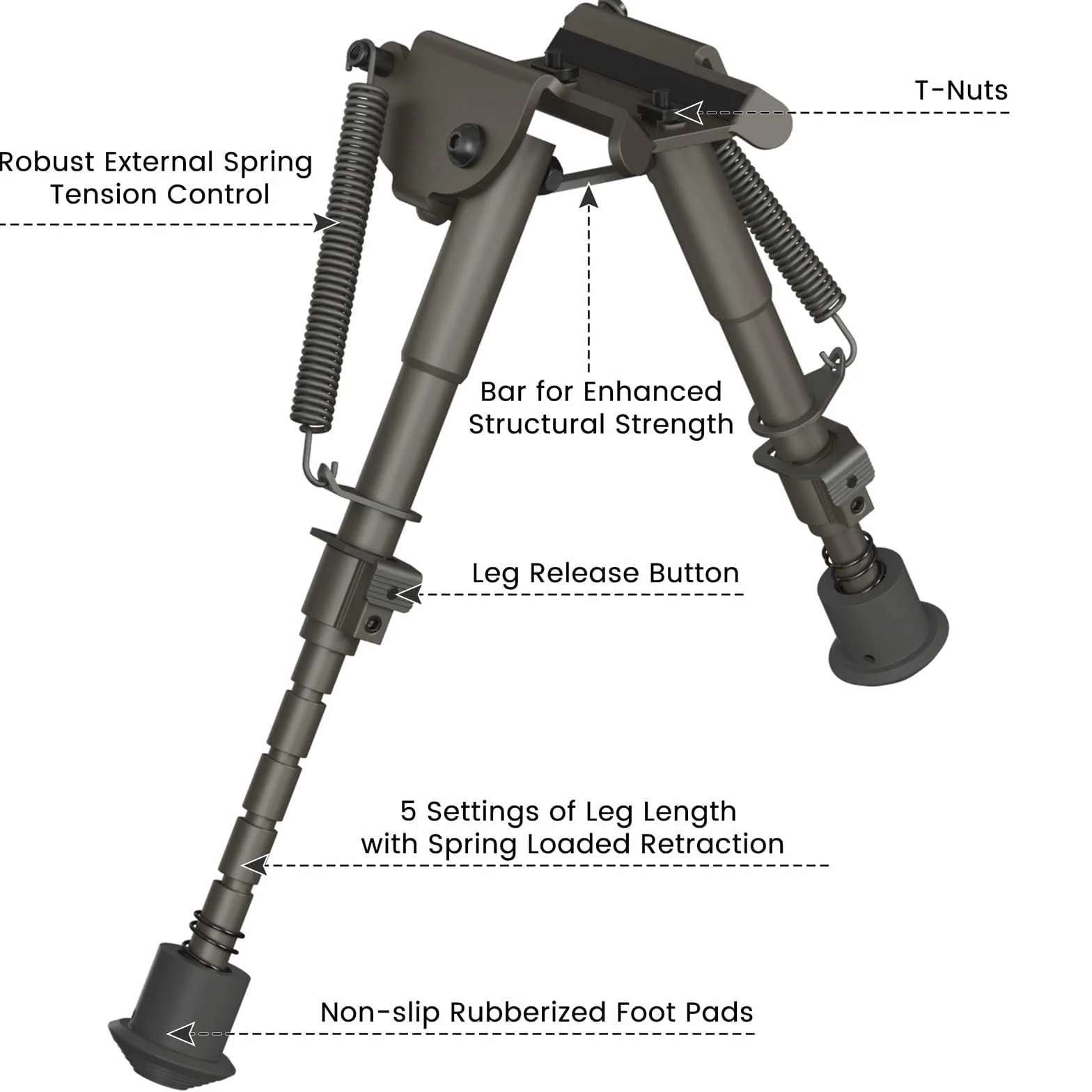 Feyachi B13 M Lock Bipod 6-9 cali Lekki dwójnóg Rilfe bezpośrednio mocowany do systemu M Lock do polowania i strzelania