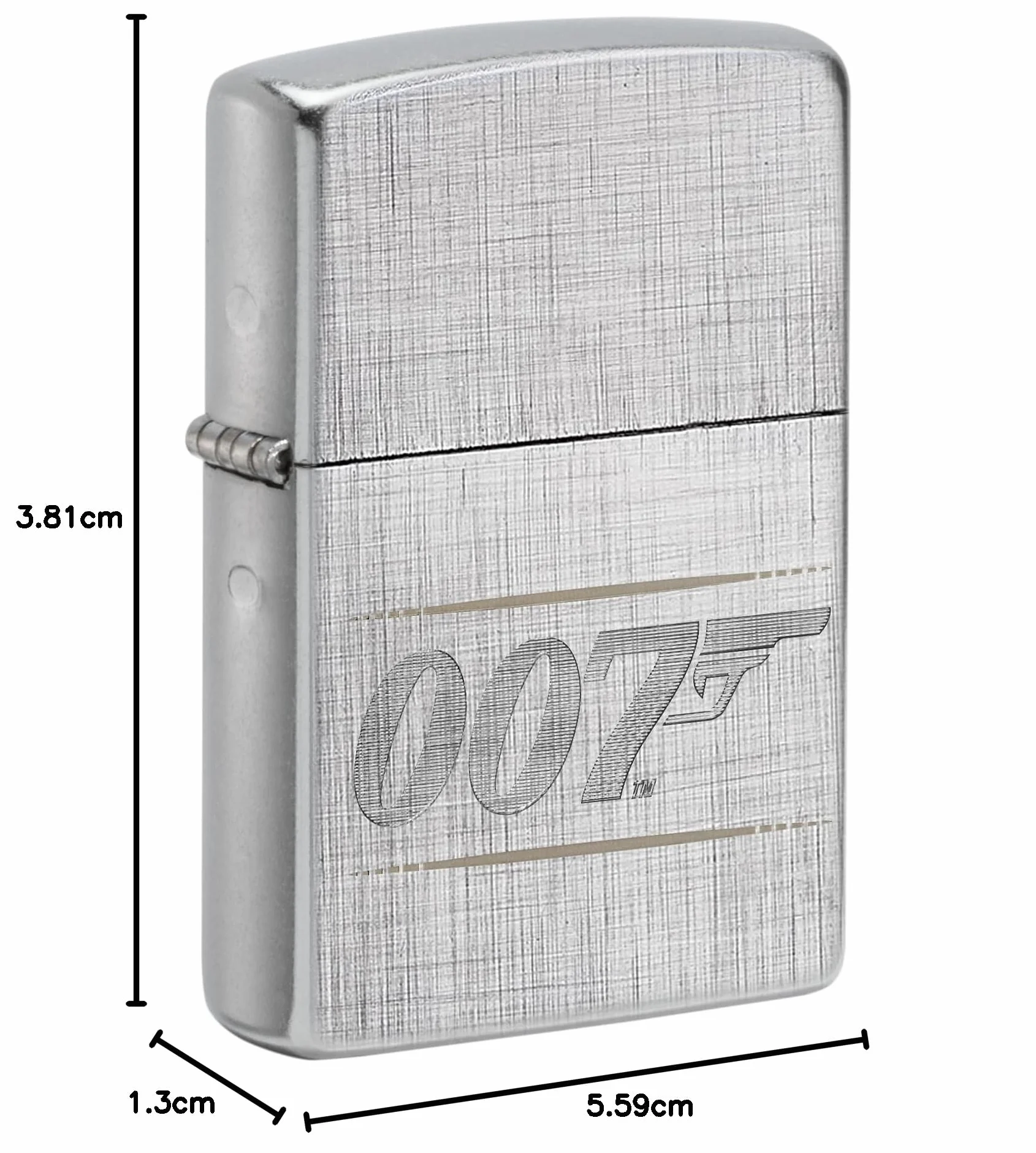Zippo James Bond Bt 007 Gun Logo Zapalniczka Sztormowa, Grawerowanie Laserowe/Automatyczne, Wielokrotnego Użytku, do Napełniania, Wiatroodporna Konstrukcja, Wykonano w USA, Wzór Splotu Diagonalnego