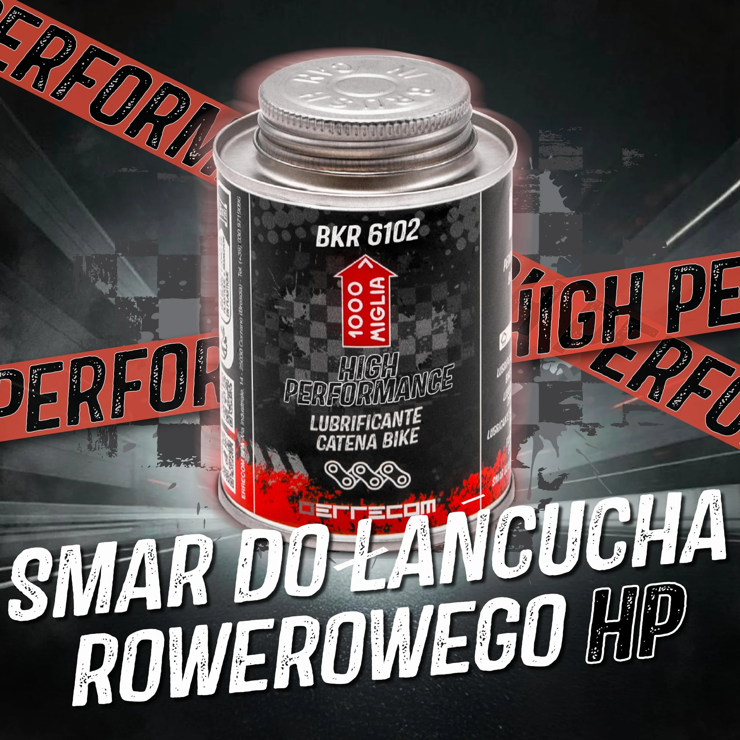 1000 Miglia BKR 6102 HIGH PERFORMANCE Smar do Łańcucha Rowerowego do użytku profesjonalnego - 60 ml, w każdych warunkach, Fluorescencyjny, Pojemnik All-In-One z Pędzelkiem